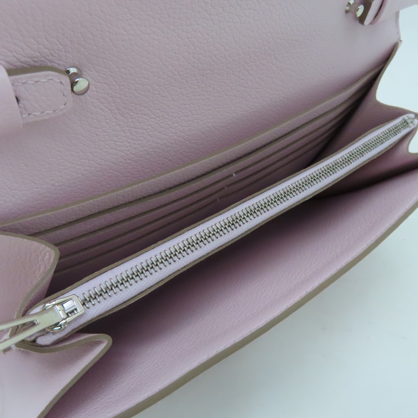 HERMES 【激減優惠】Chevre皮革Constance To Go銀扣肩背袋Mauve Pale紫色