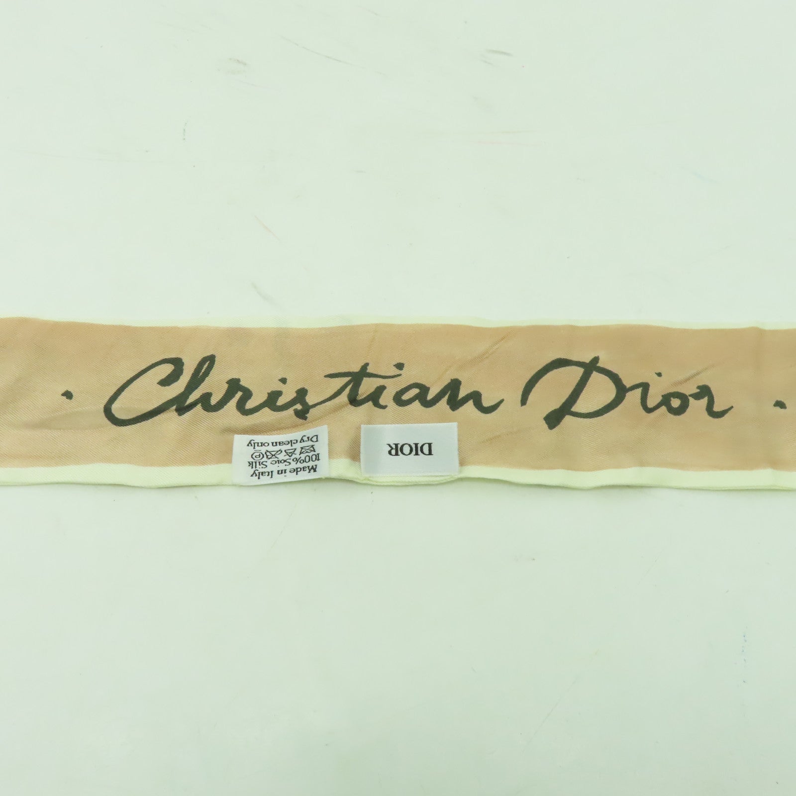 Dior 絲質Scarf絲巾杏色/白色