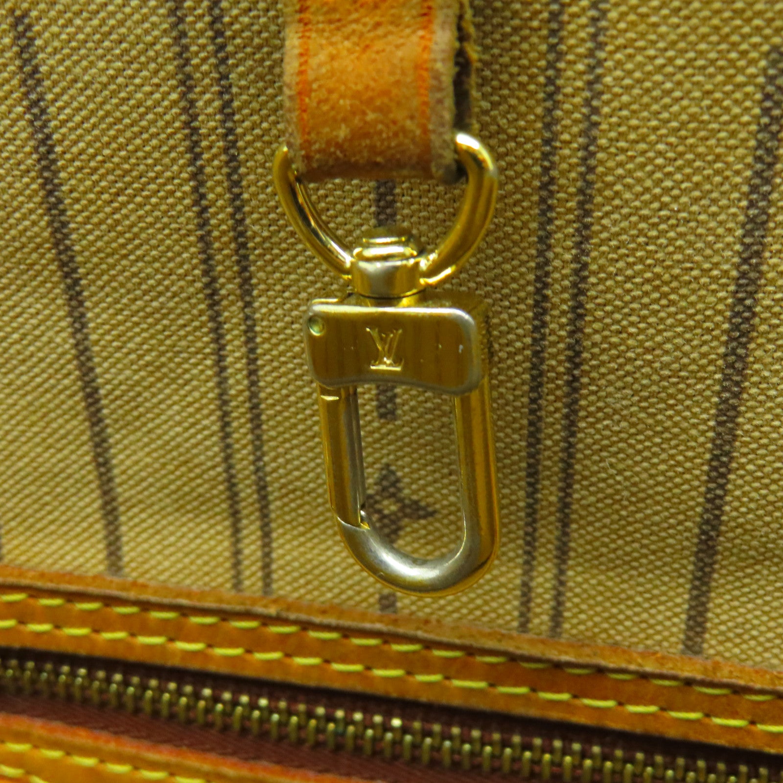 LOUIS VUITTON Monogram Neverfull MM金扣手挽袋啡色