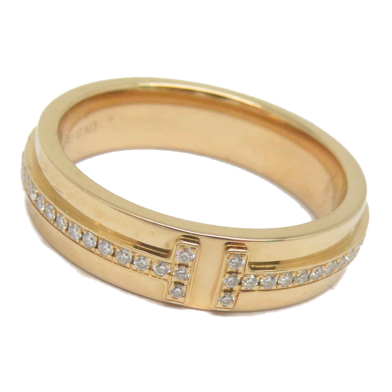 TIFFANY＆CO 18K玫瑰金Tiffany T鑽石戒指US#5