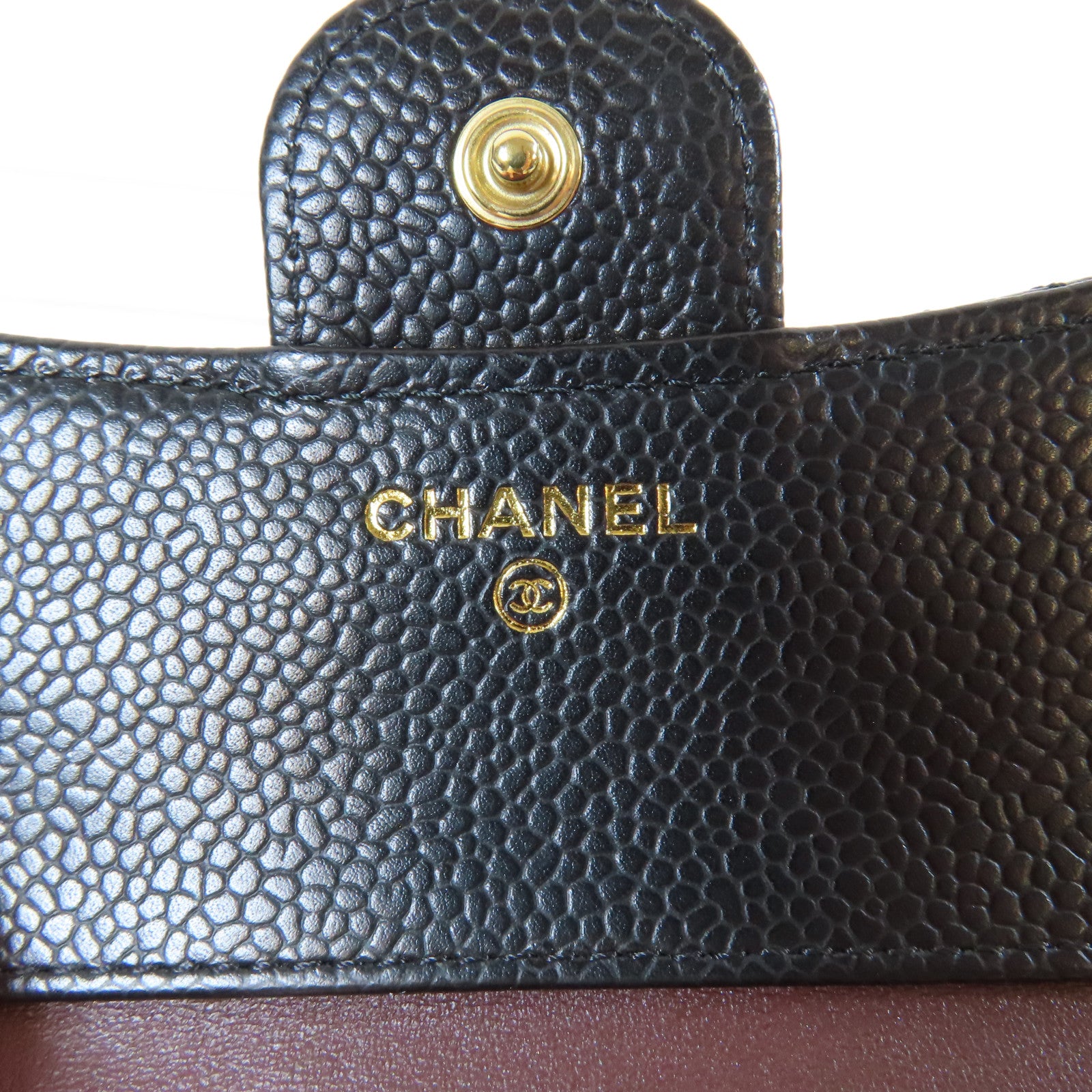 CHANEL 菱格Caviar皮革Wallet金扣錢包黑色