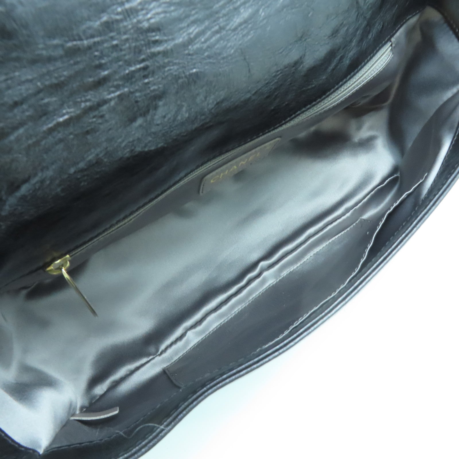 CHANEL furry Shoulder Bag gold buckle shoulder bag black
