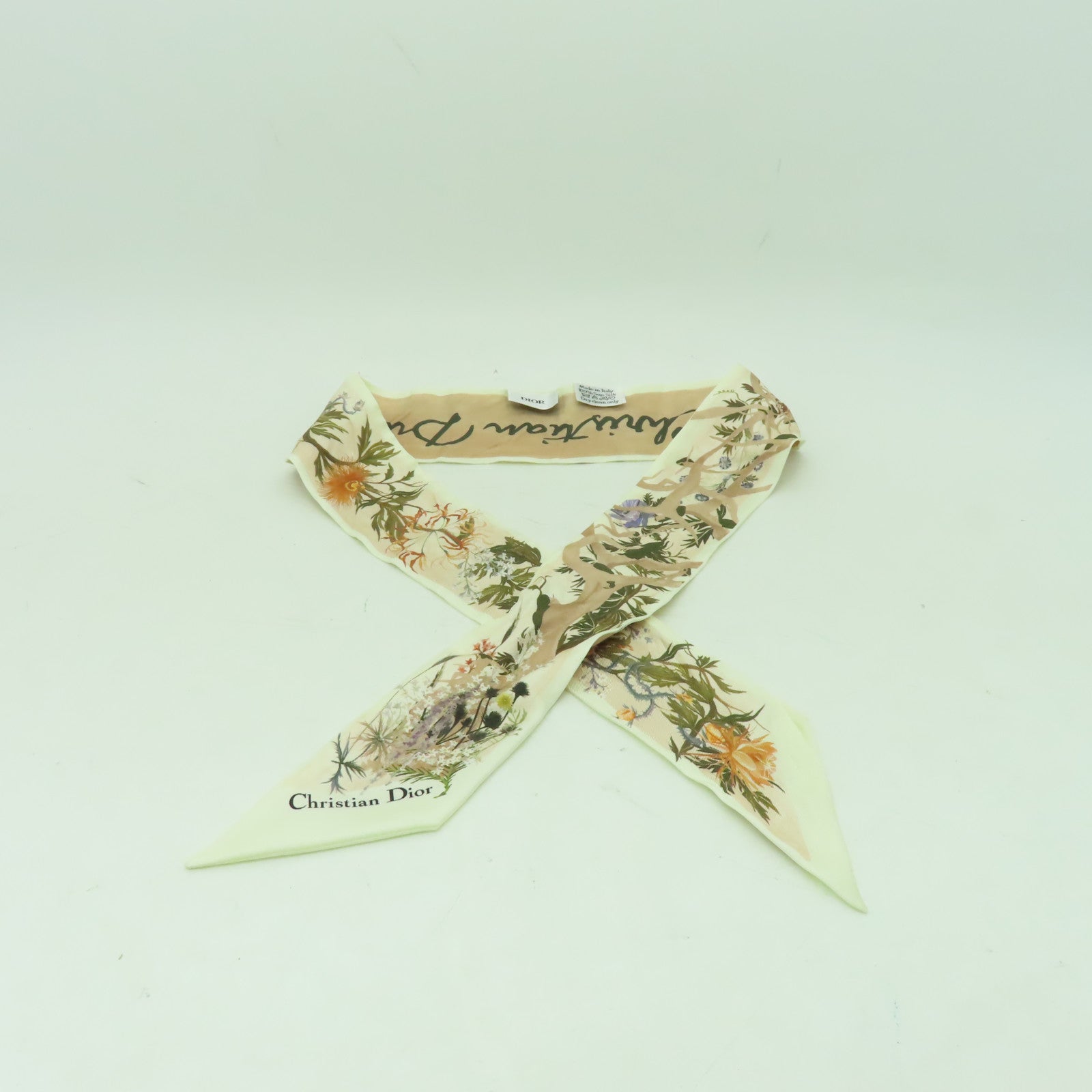 Dior 絲質Scarf絲巾杏色/白色