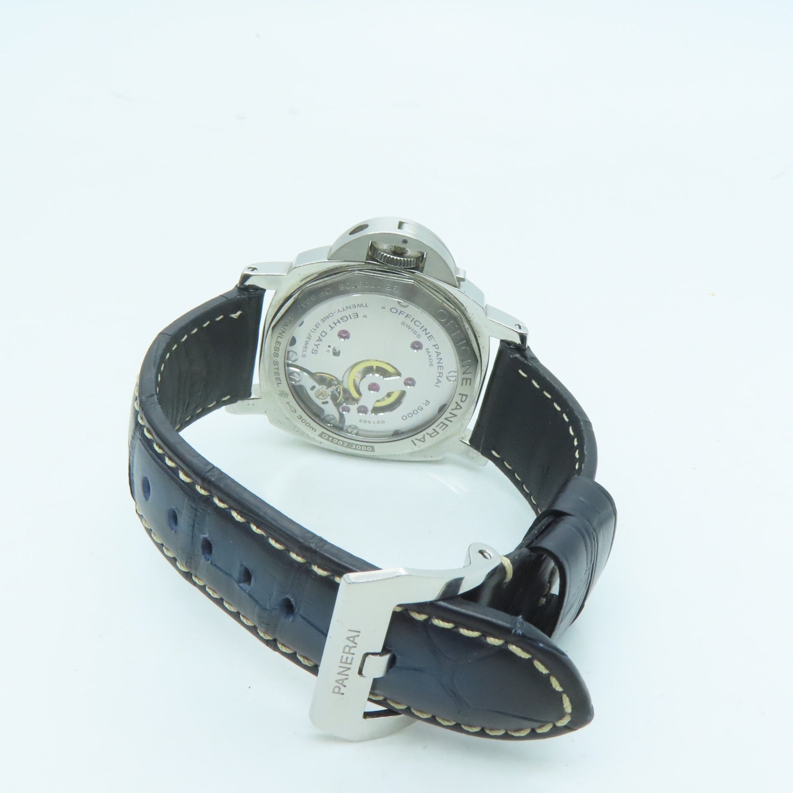 PANERAI Luminor鳄鱼皮革带/不锈钢手表自动机芯黑色