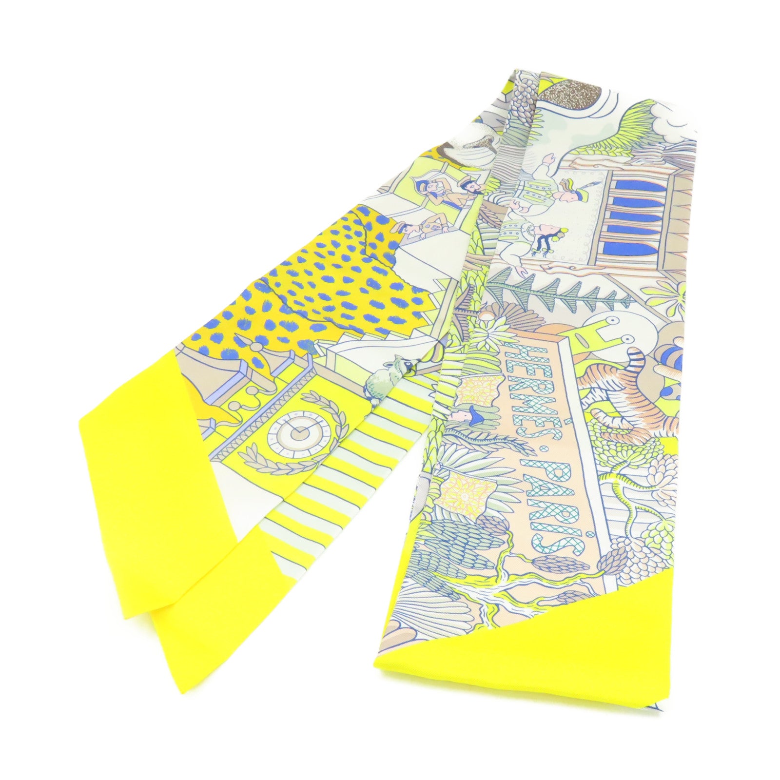 HERMES 【激減優惠】絲質Maxi Twilly Scarf絲巾黃色/彩色