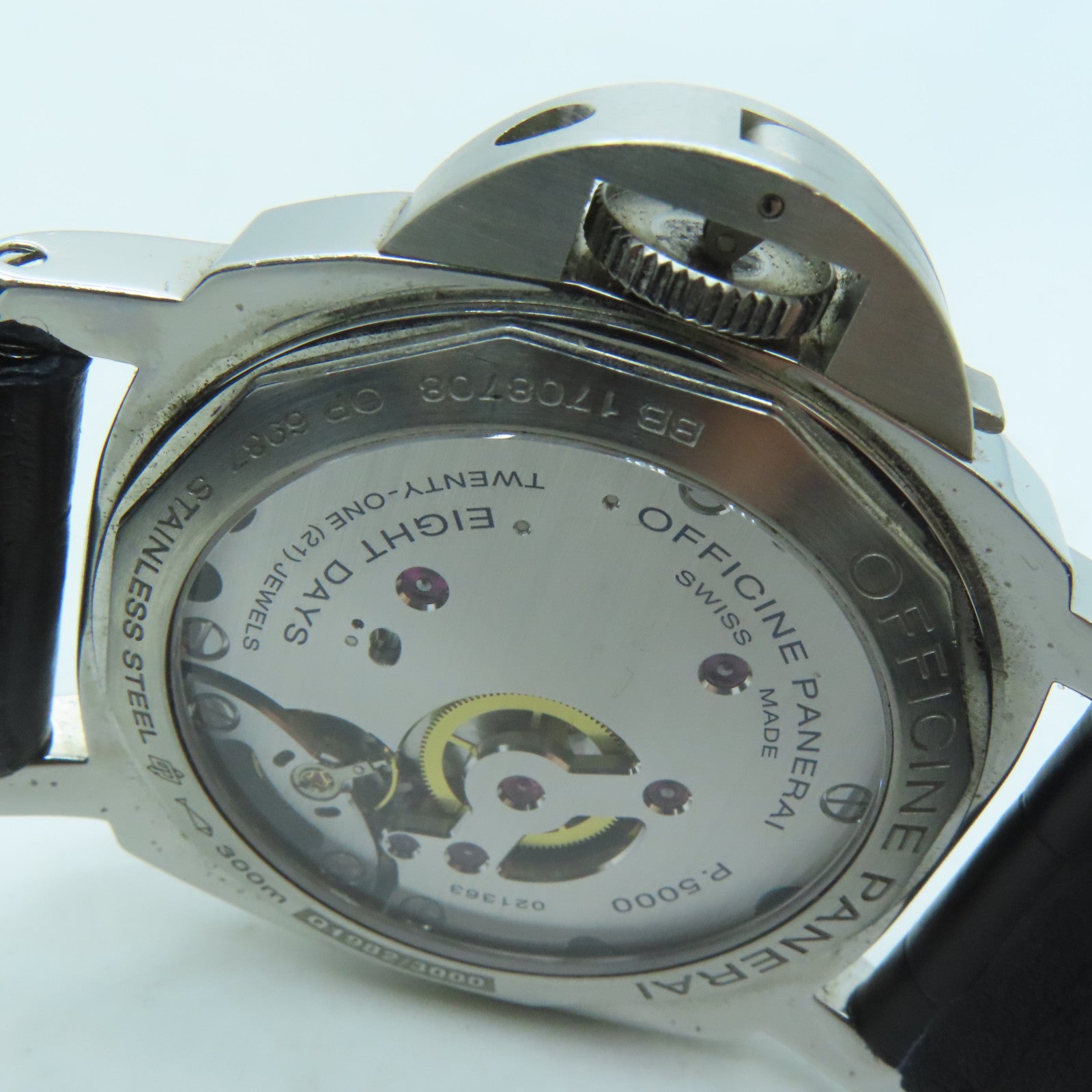 PANERAI Luminor鳄鱼皮革带/不锈钢手表自动机芯黑色