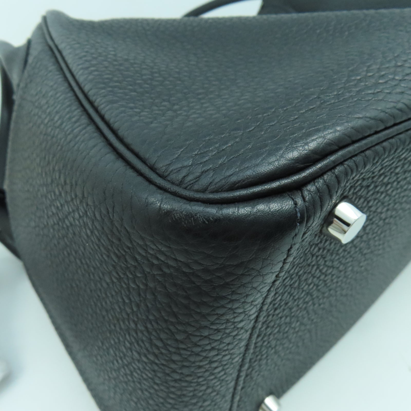 HERMES Clemence皮革Lindy 30銀扣肩背袋黑色