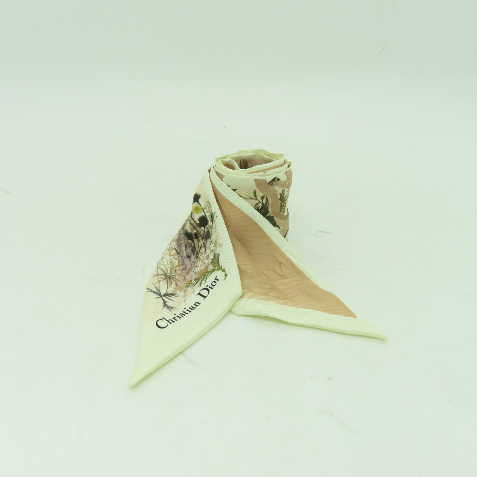 Dior 絲質Scarf絲巾杏色/白色