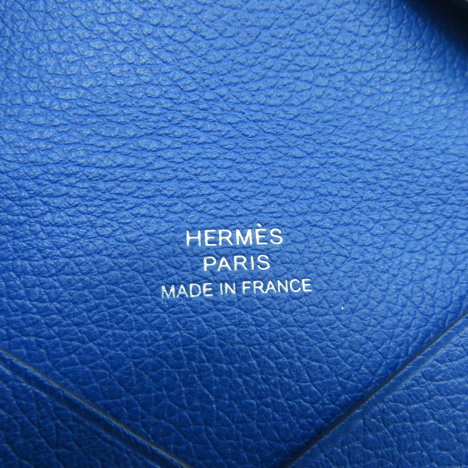 HERMES Veau Swift皮革Calvi銀扣卡片套藍色