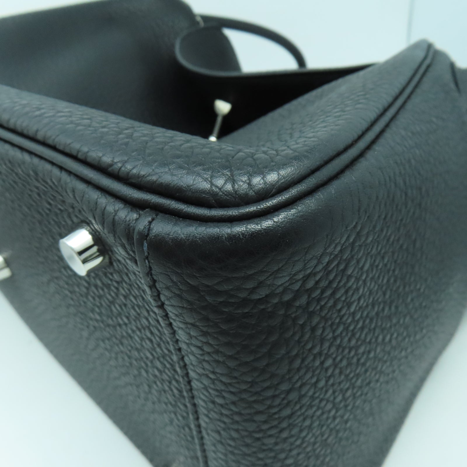 HERMES Clemence皮革Lindy 30銀扣肩背袋黑色