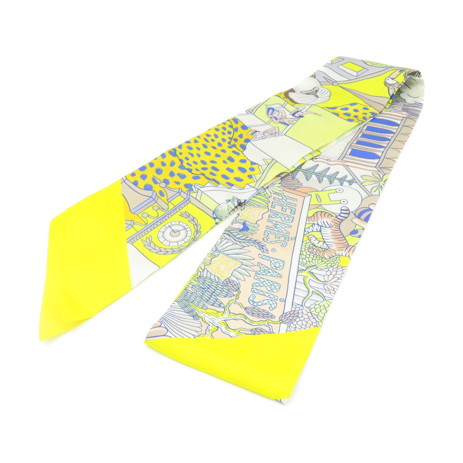 HERMES 【激減優惠】絲質Maxi Twilly Scarf絲巾黃色/彩色