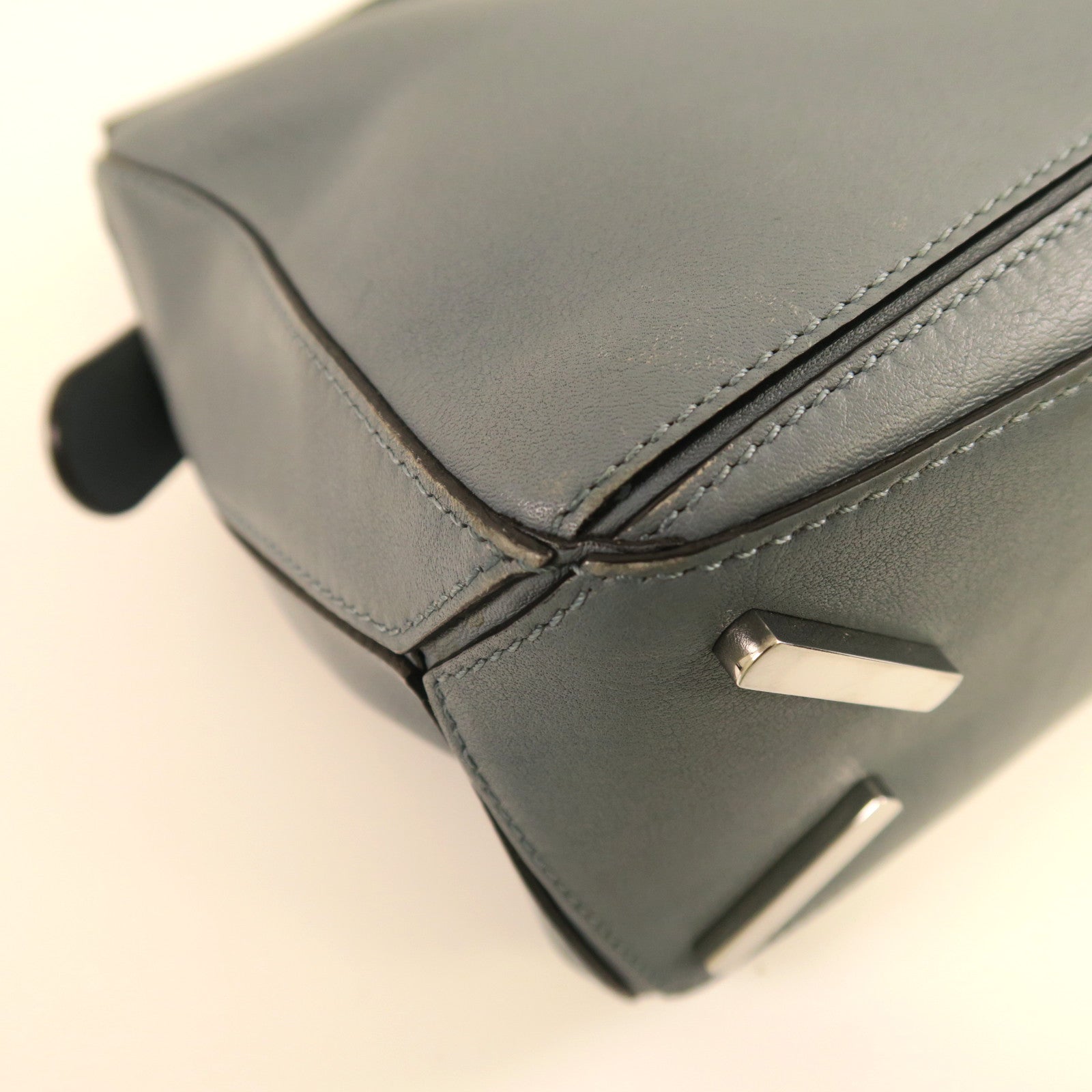 LOEWE 牛皮皮革Puzzle銀扣手挽肩背兩用袋藍色