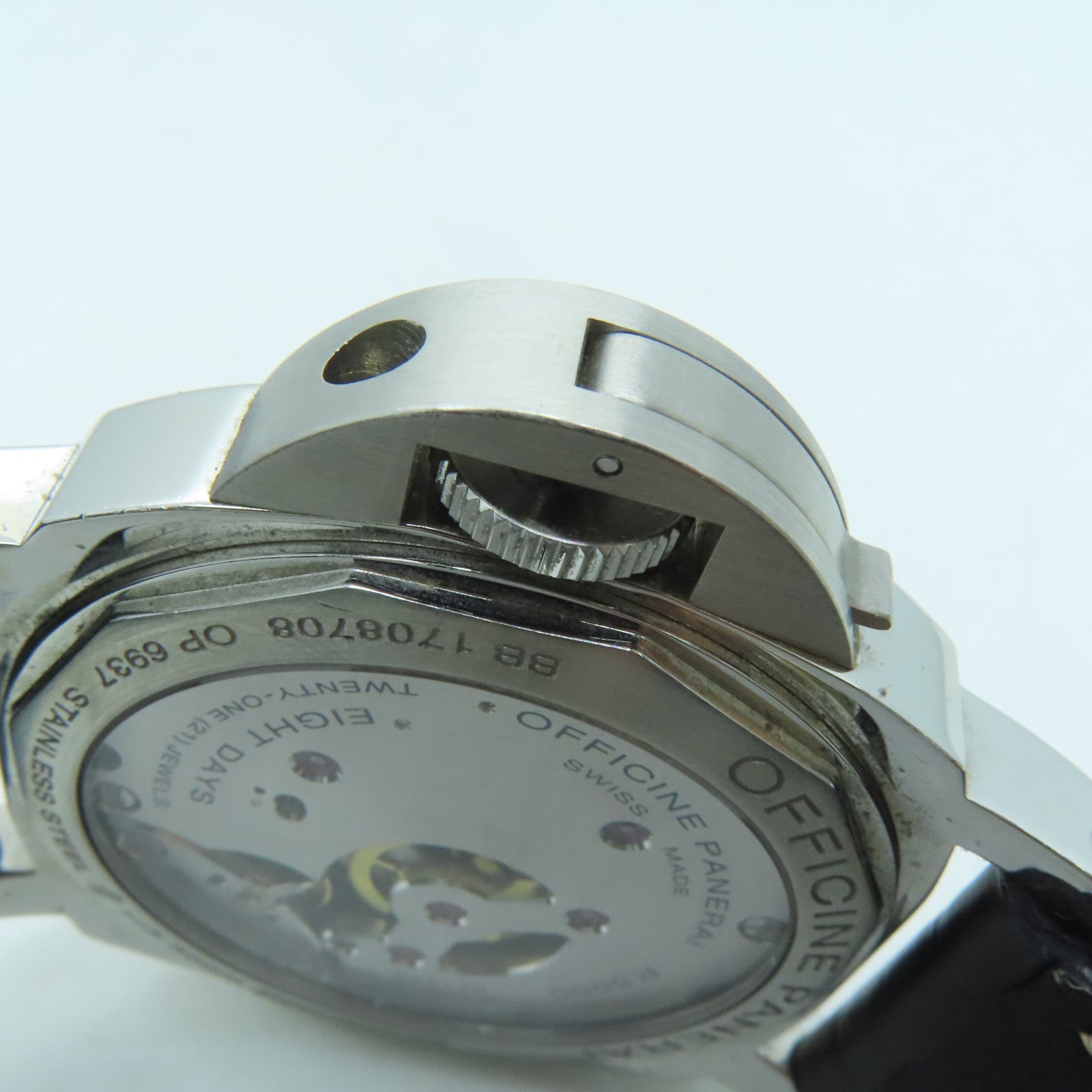 PANERAI Luminor鳄鱼皮革带/不锈钢手表自动机芯黑色