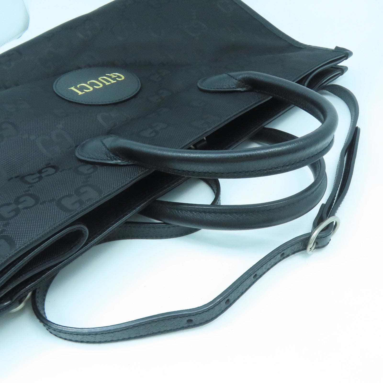 GUCCI Nylon Off the Grid Silver Buckle Handle Shoulder Bag Black