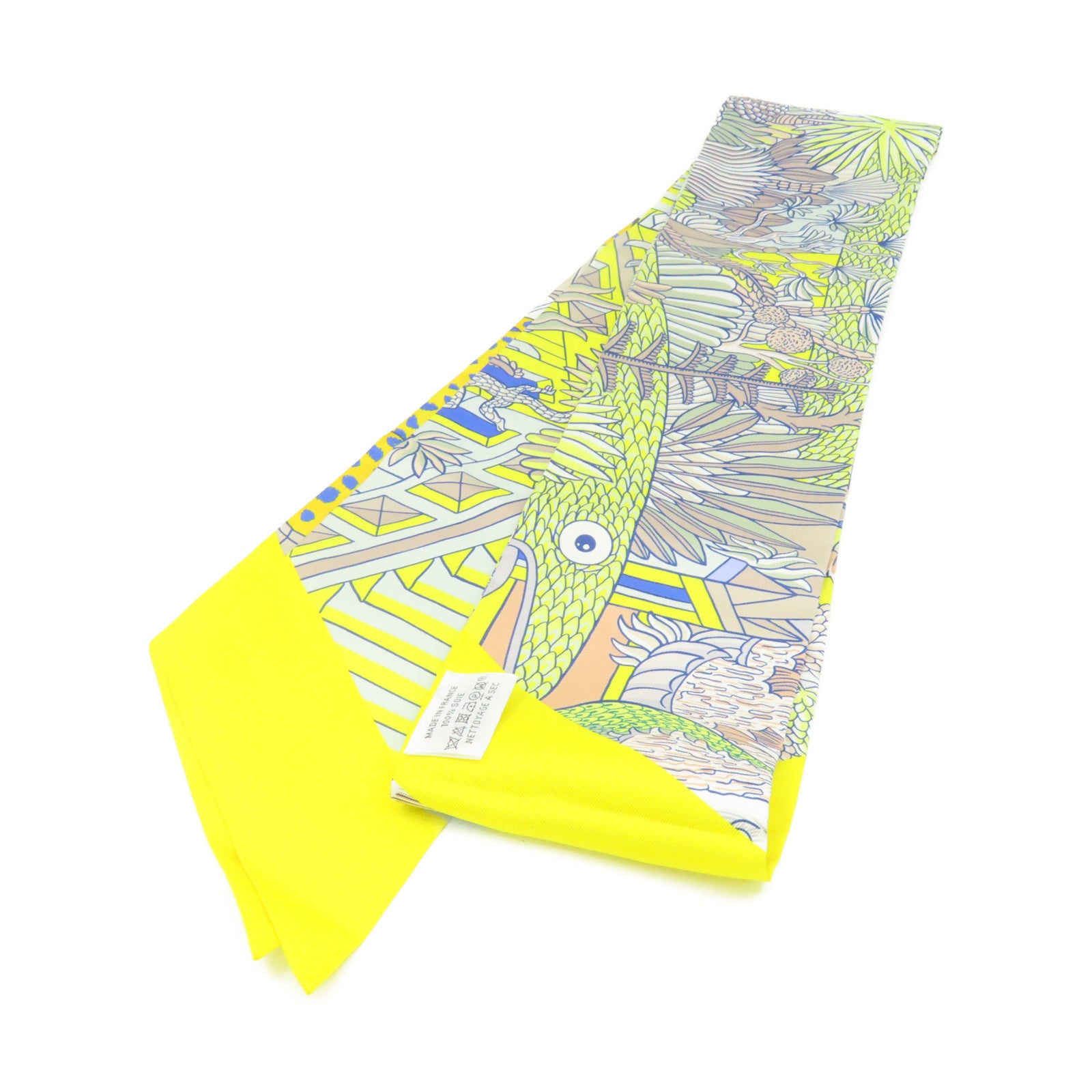 HERMES 【激減優惠】絲質Maxi Twilly Scarf絲巾黃色/彩色