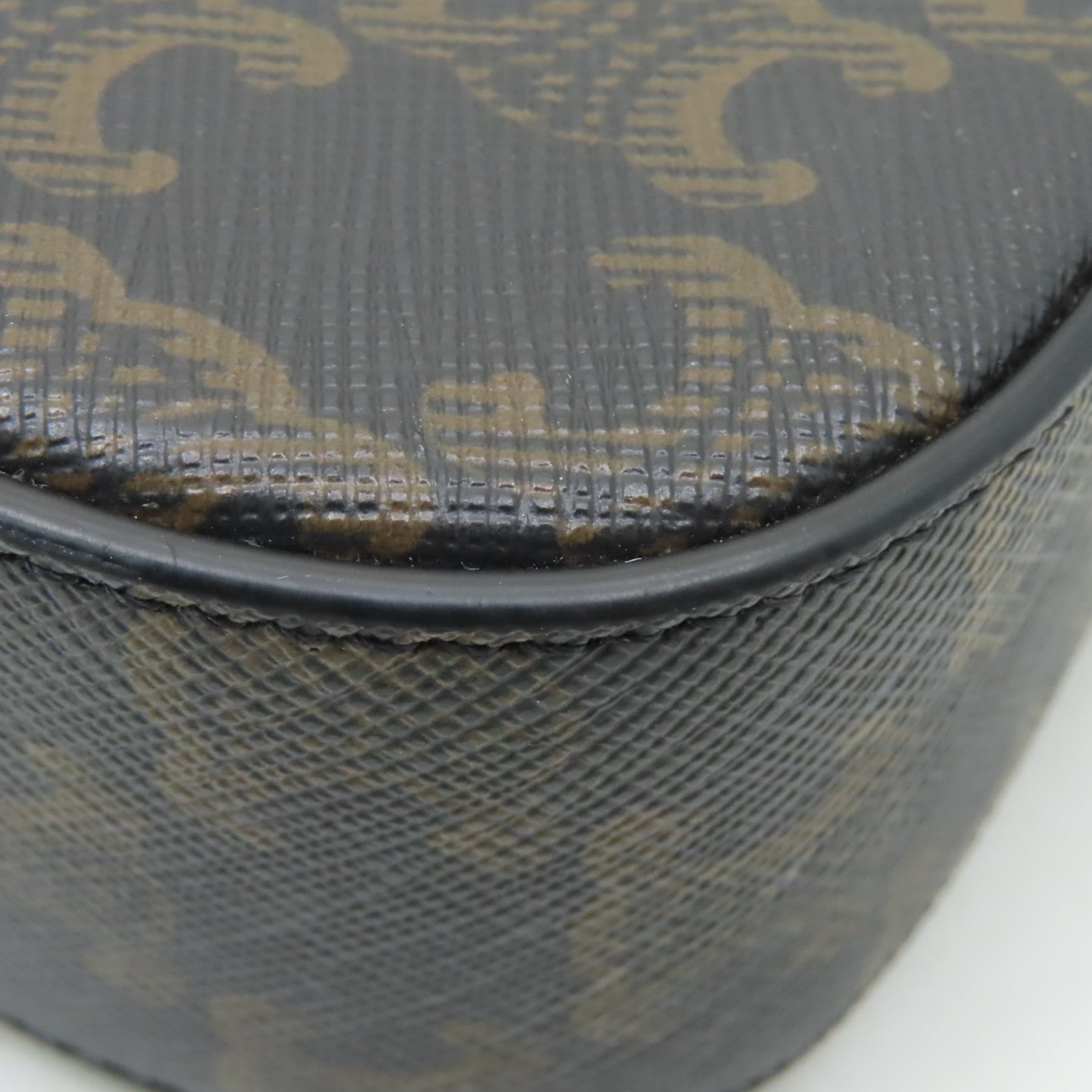 CELINE 塗層帆布Tabou Clutch On Strap金扣手挽肩背兩用袋棕色