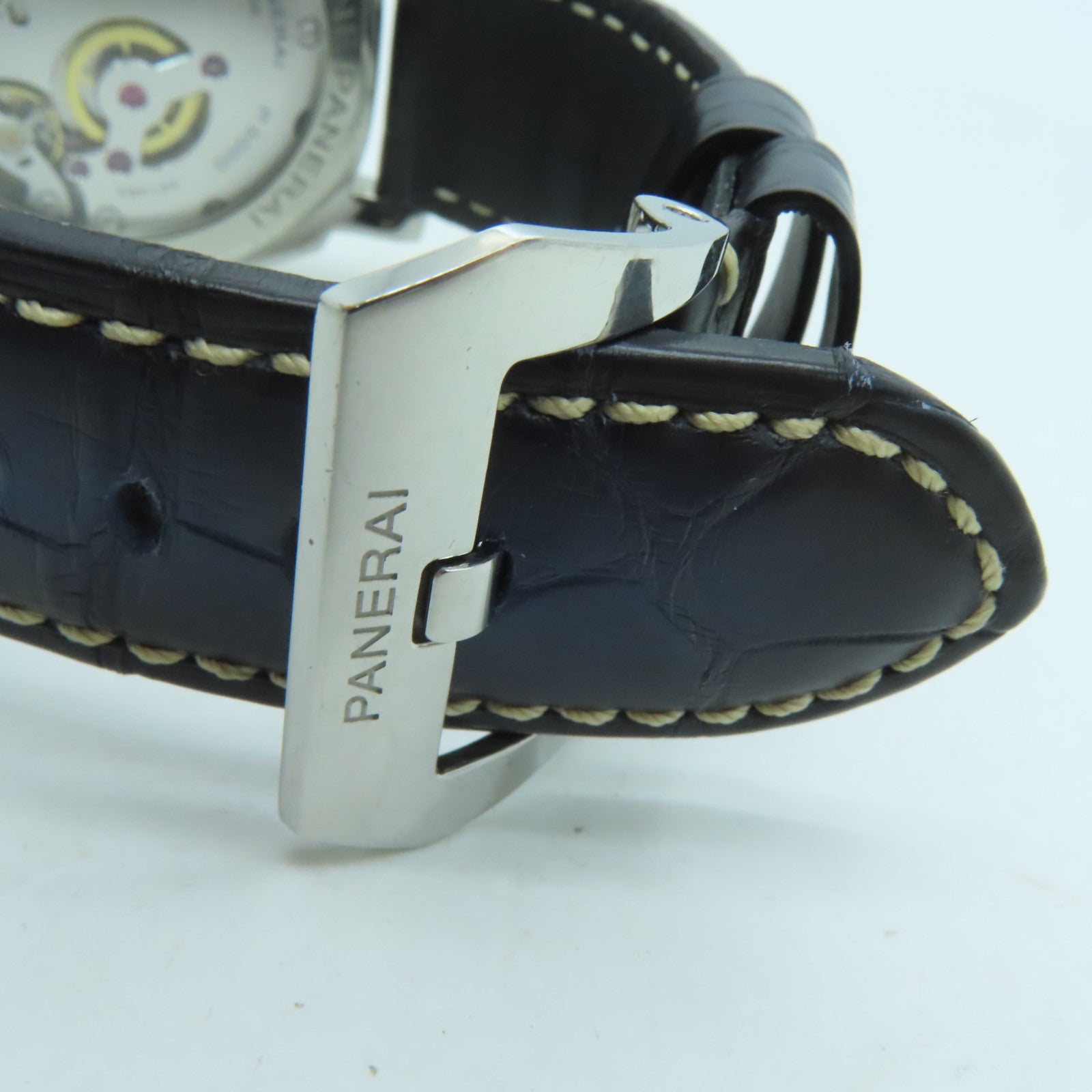 PANERAI Luminor鳄鱼皮革带/不锈钢手表自动机芯黑色