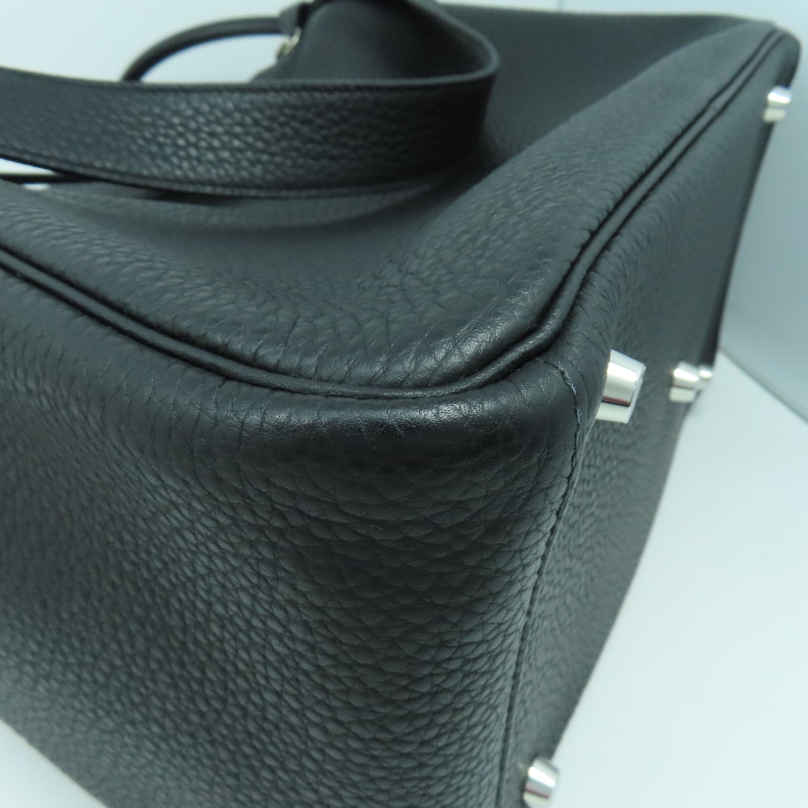 HERMES Clemence皮革Lindy 30銀扣肩背袋黑色