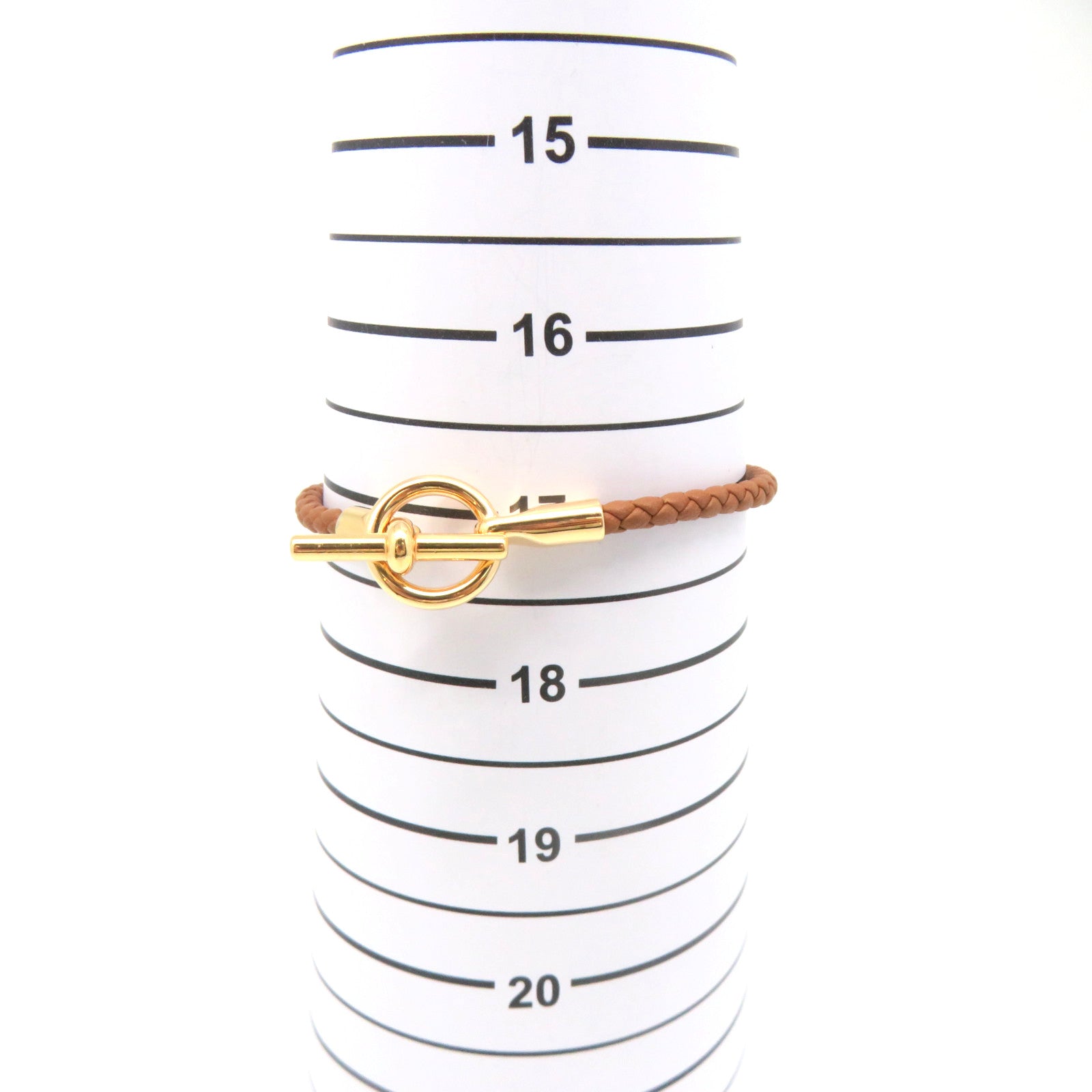HERMES Swift Leather Glenan H Trio Bracelet Gold Buckle Bracelet Brown