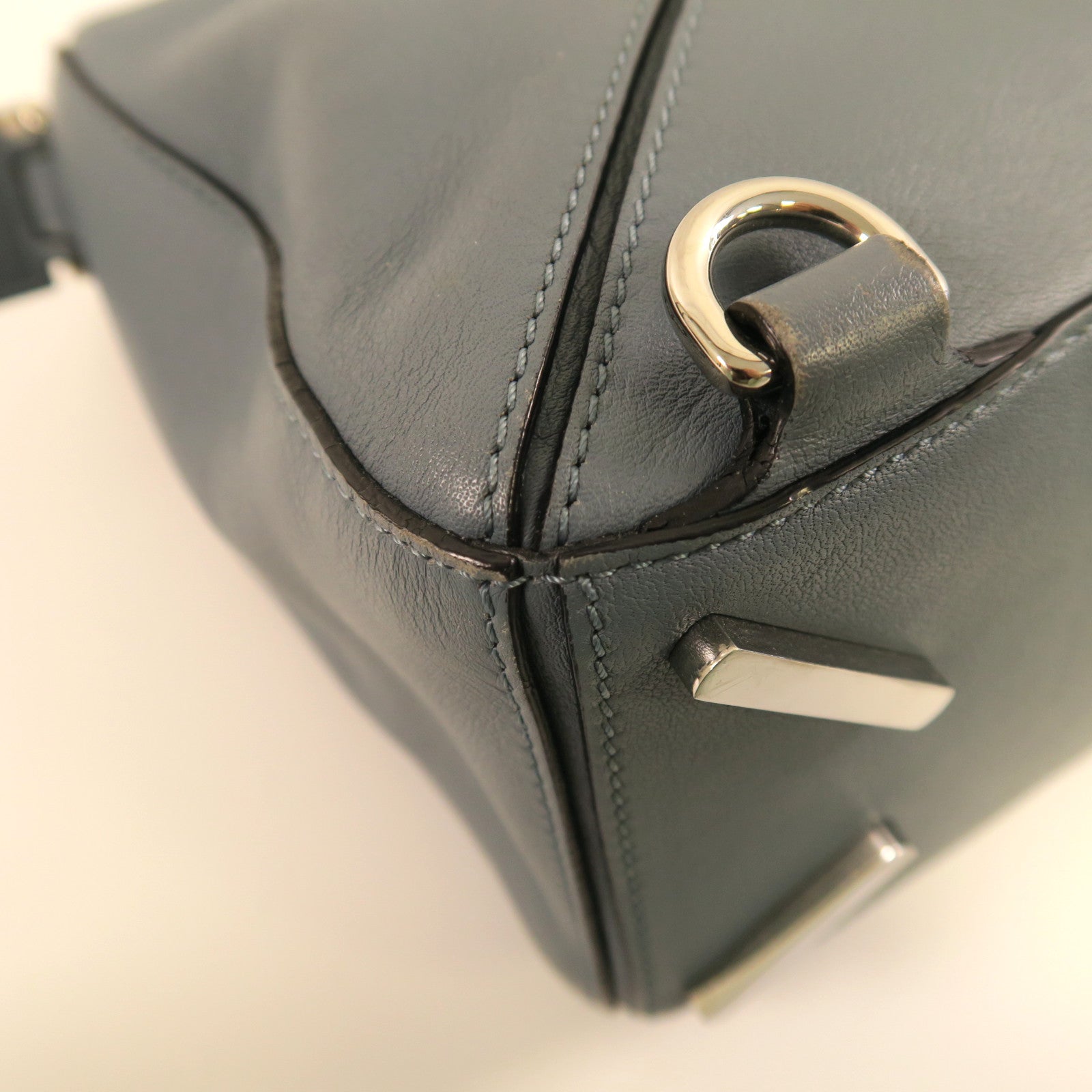 LOEWE 牛皮皮革Puzzle銀扣手挽肩背兩用袋藍色