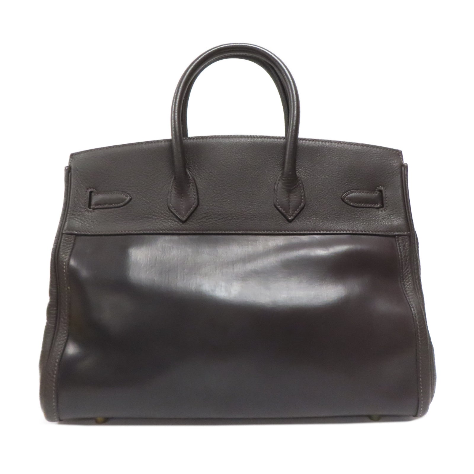 HERMES 皮革Birkin 35金扣手挽袋深啡色