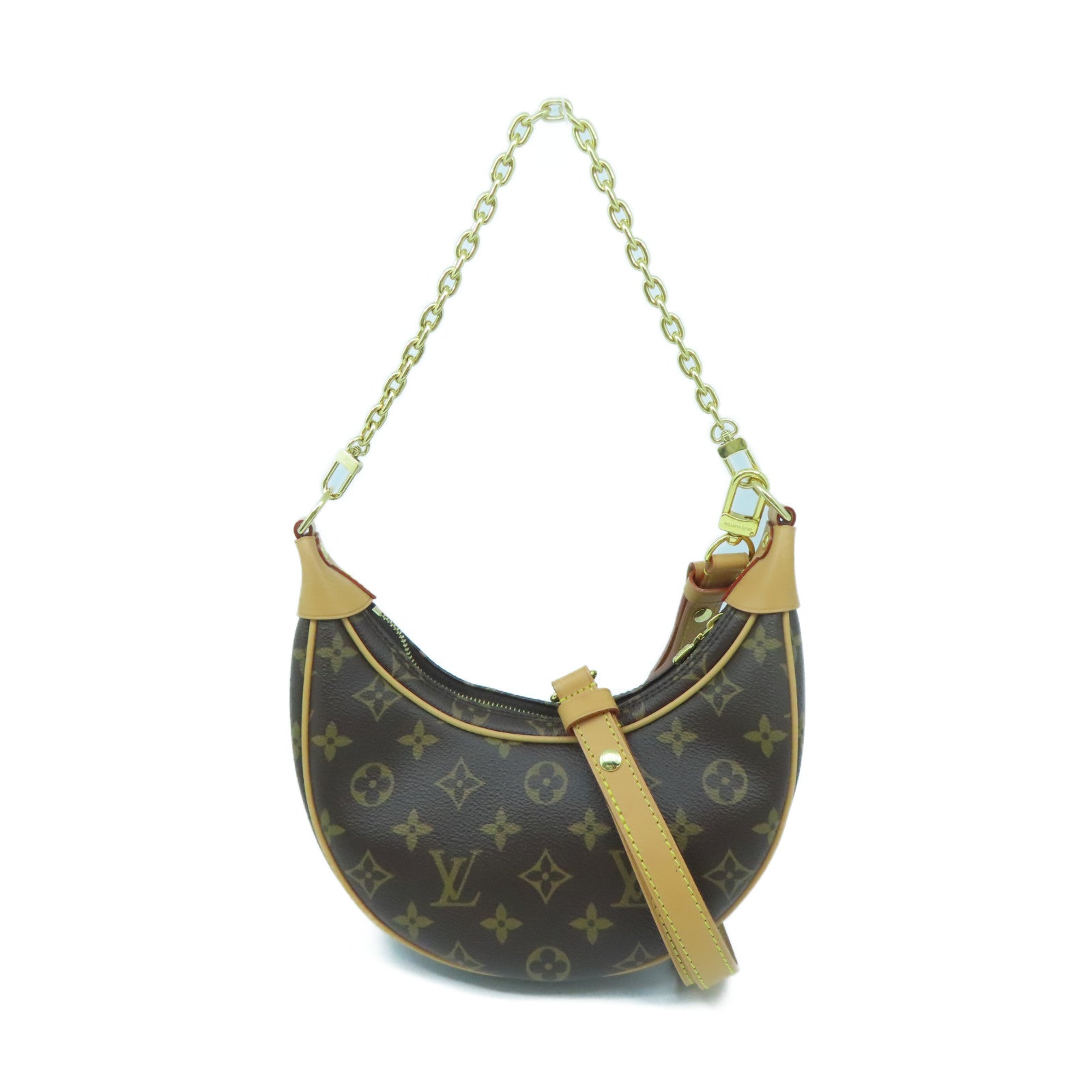 LOUIS VUITTON Monogram Loop Gold Buckle Hand Shoulder Bag Brown