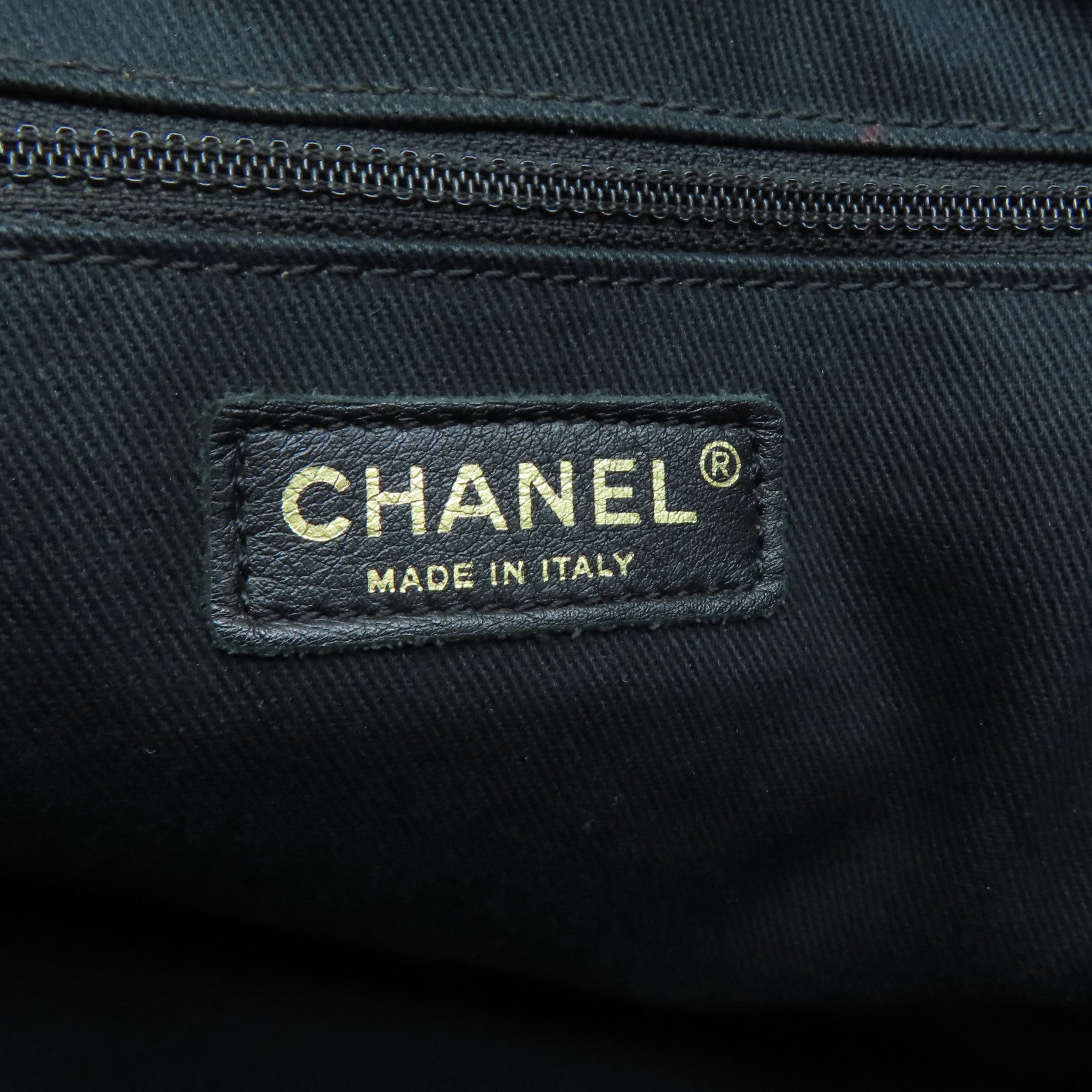 CHANEL twill cowhide leather Tote Bag gold buckle handle bag black