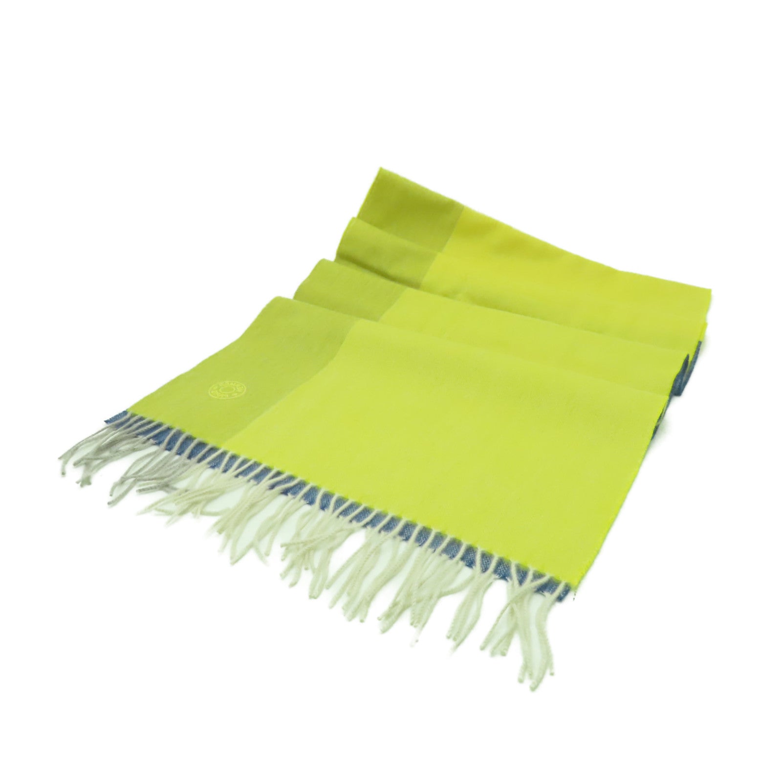 HERMES 羊絨Scarf絲巾黃色/藍色