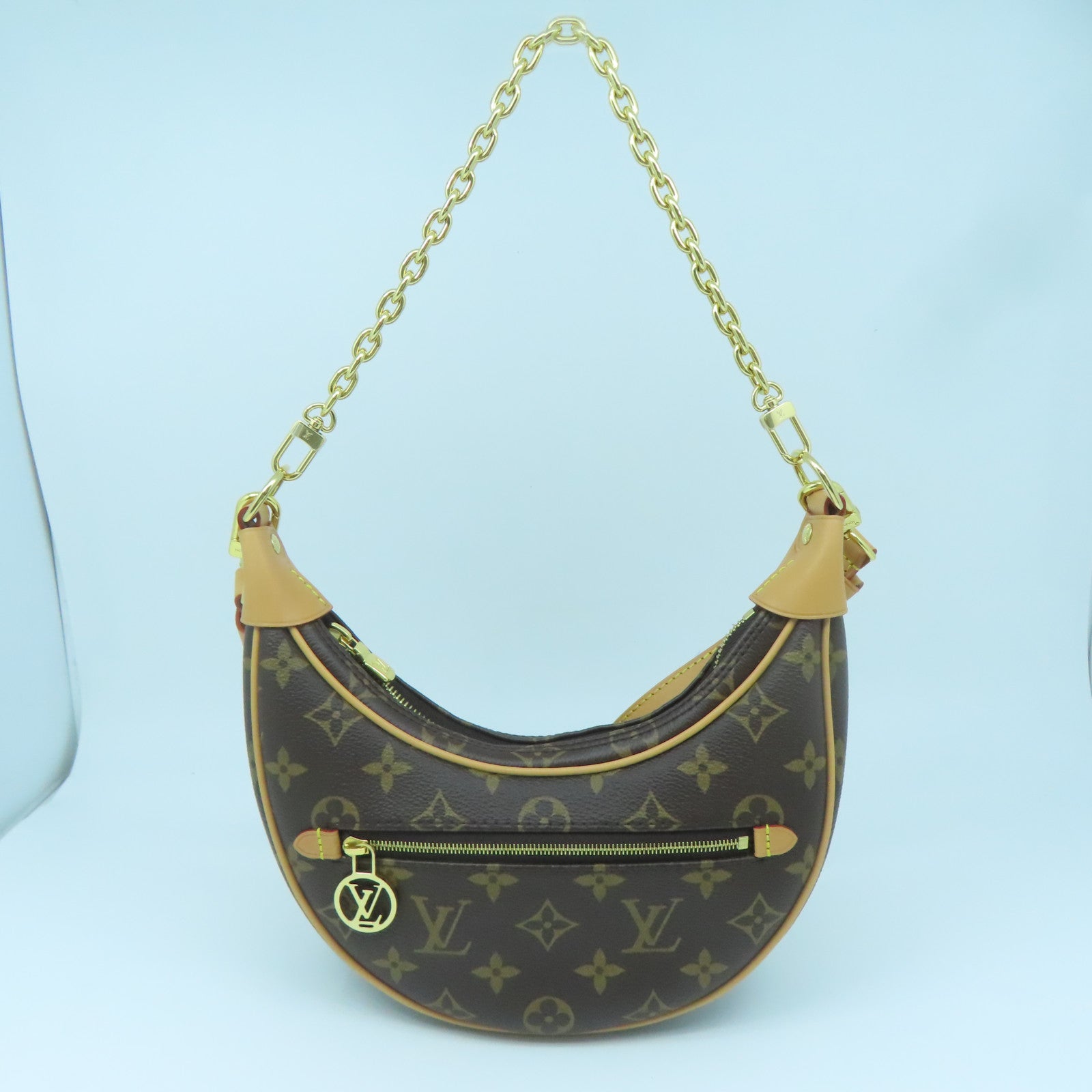 LOUIS VUITTON Monogram Loop Gold Buckle Hand Shoulder Bag Brown