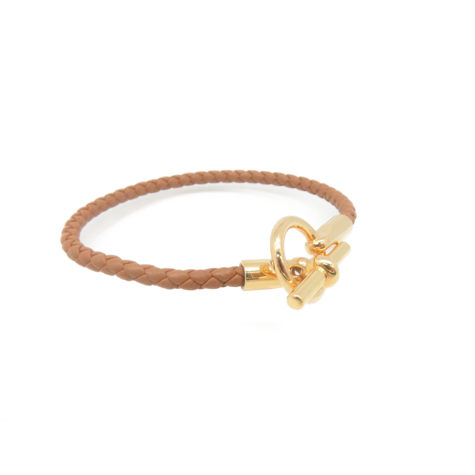 HERMES Swift Leather Glenan H Trio Bracelet Gold Buckle Bracelet Brown