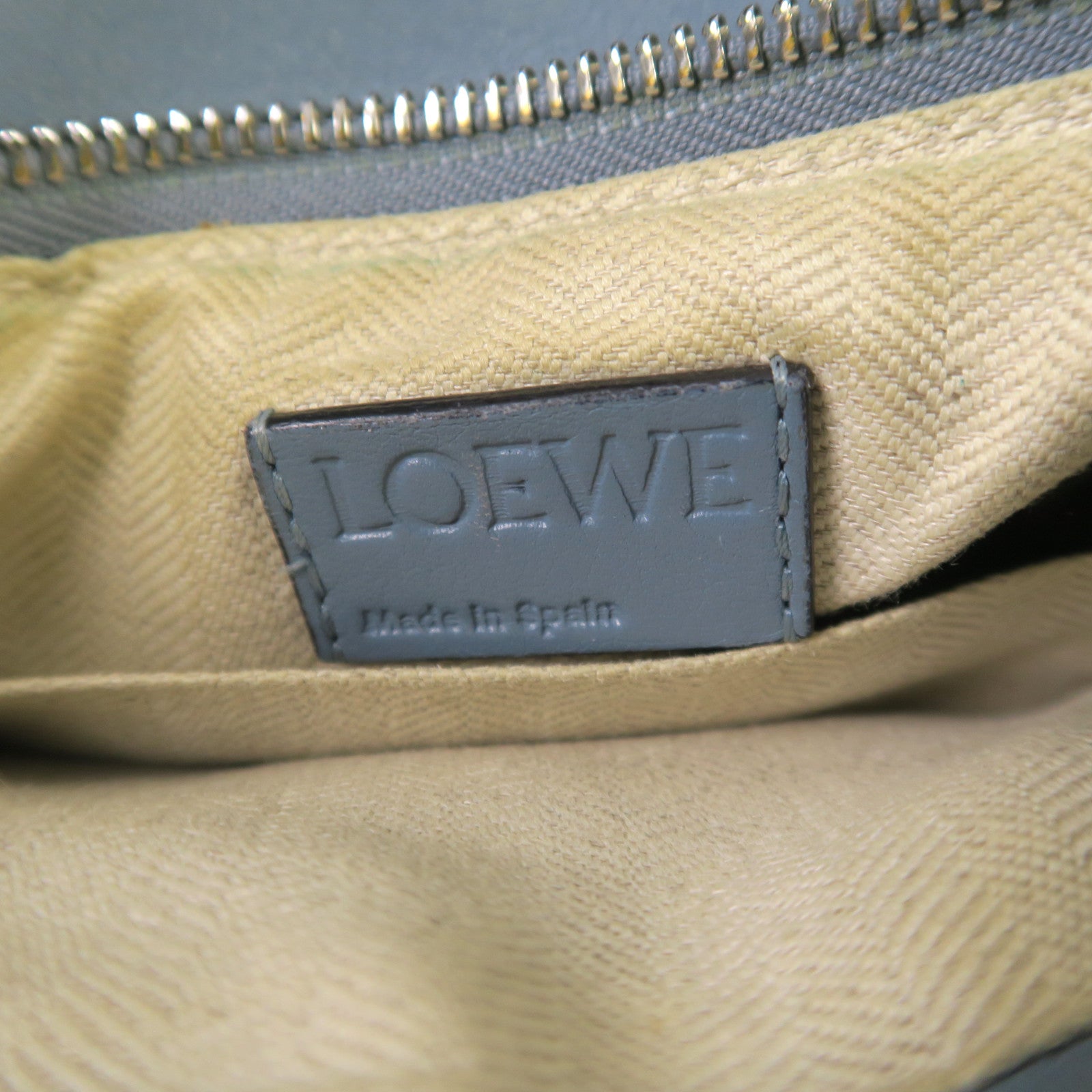 LOEWE 牛皮皮革Puzzle銀扣手挽肩背兩用袋藍色