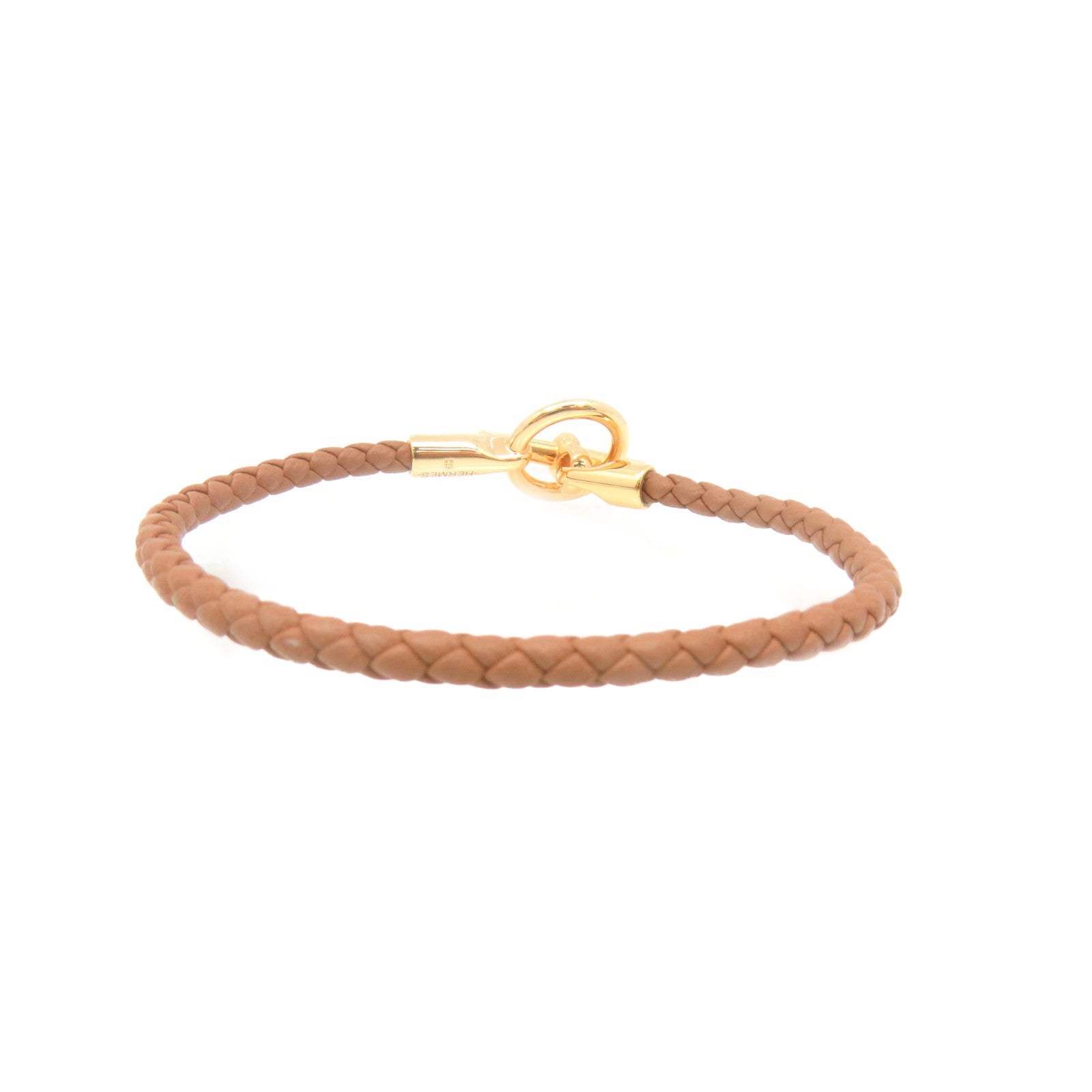HERMES Swift Leather Glenan H Trio Bracelet Gold Buckle Bracelet Brown