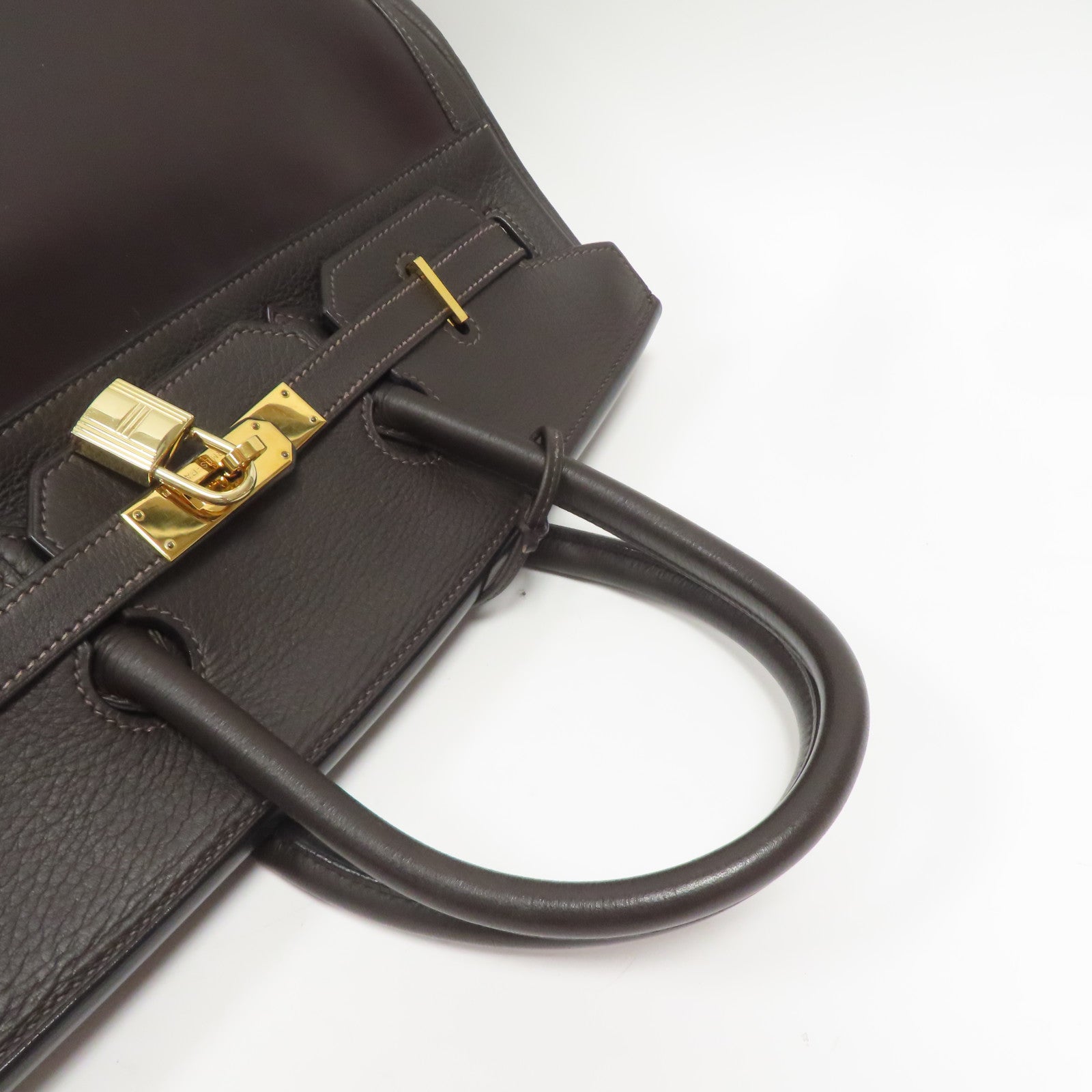 HERMES 皮革Birkin 35金扣手挽袋深啡色