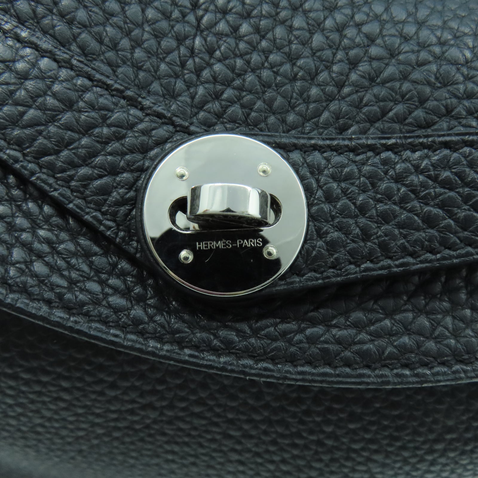 HERMES Clemence皮革Lindy 30銀扣肩背袋黑色