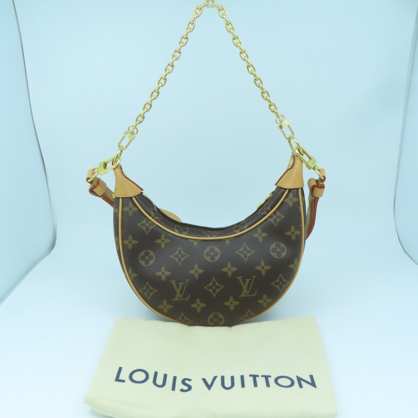 LOUIS VUITTON Monogram Loop Gold Buckle Hand Shoulder Bag Brown