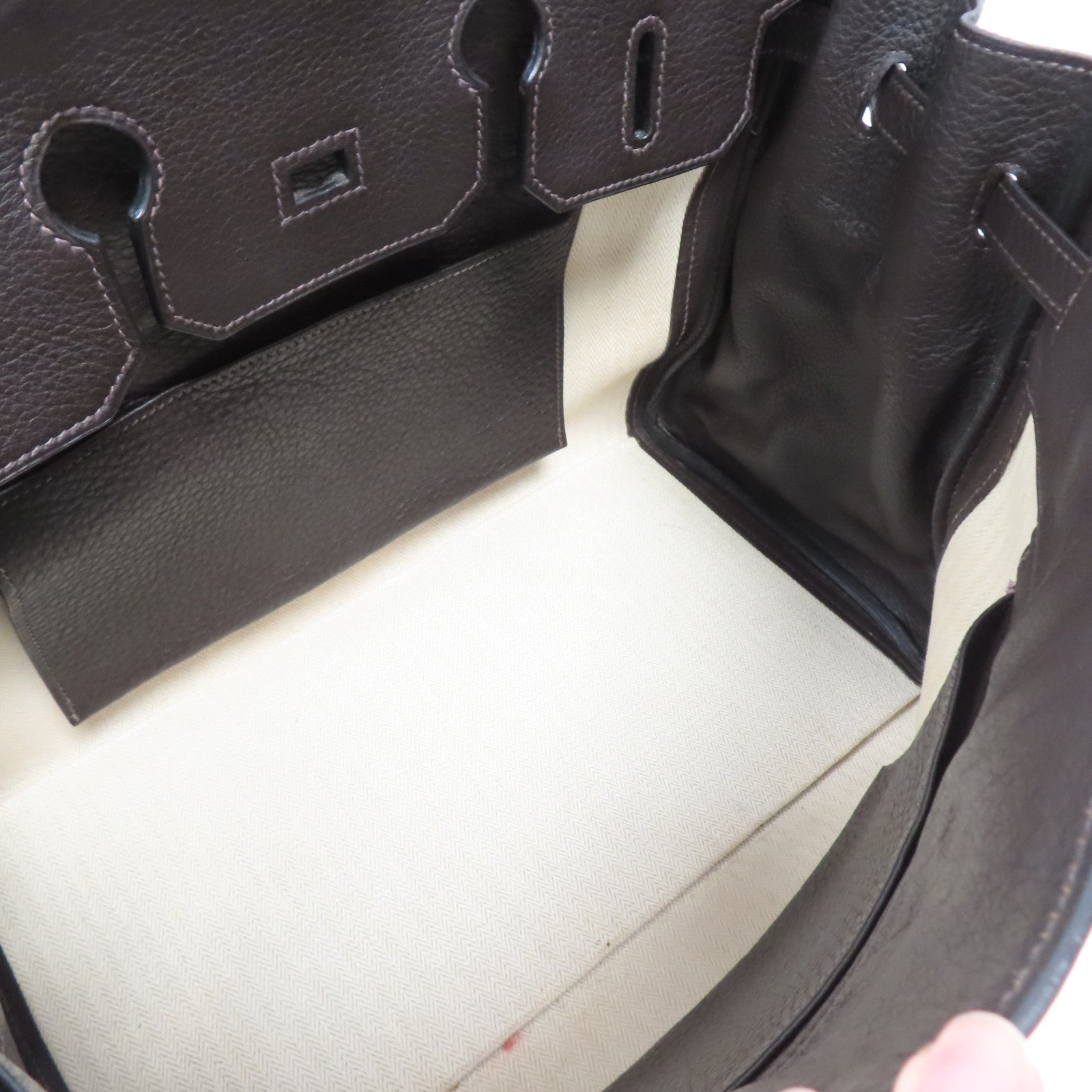 HERMES 皮革Birkin 35金扣手挽袋深啡色