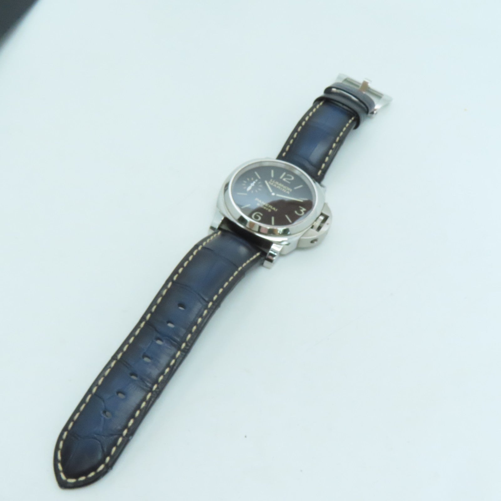 PANERAI Luminor鳄鱼皮革带/不锈钢手表自动机芯黑色