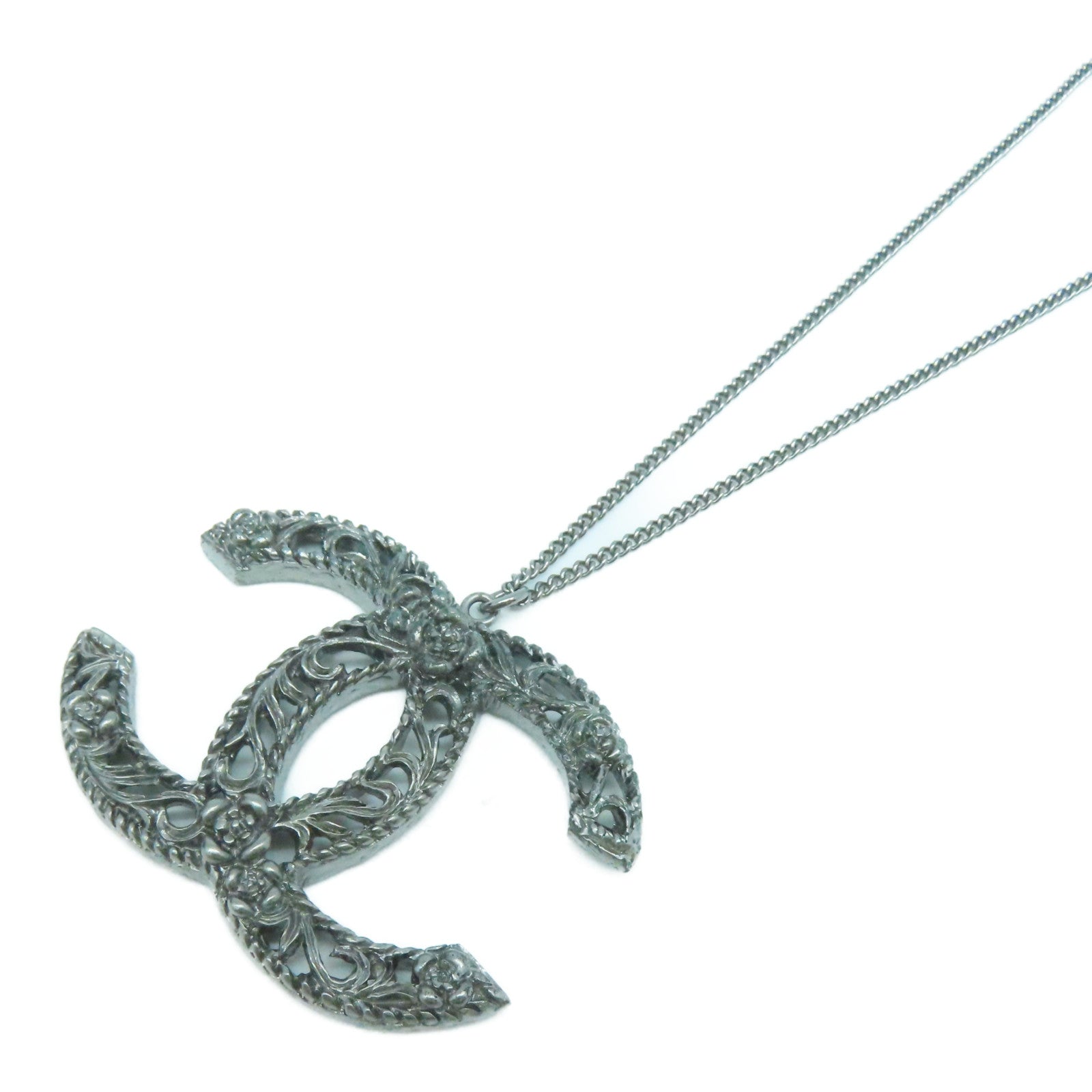 CHANEL 金属Necklace银扣项链银色