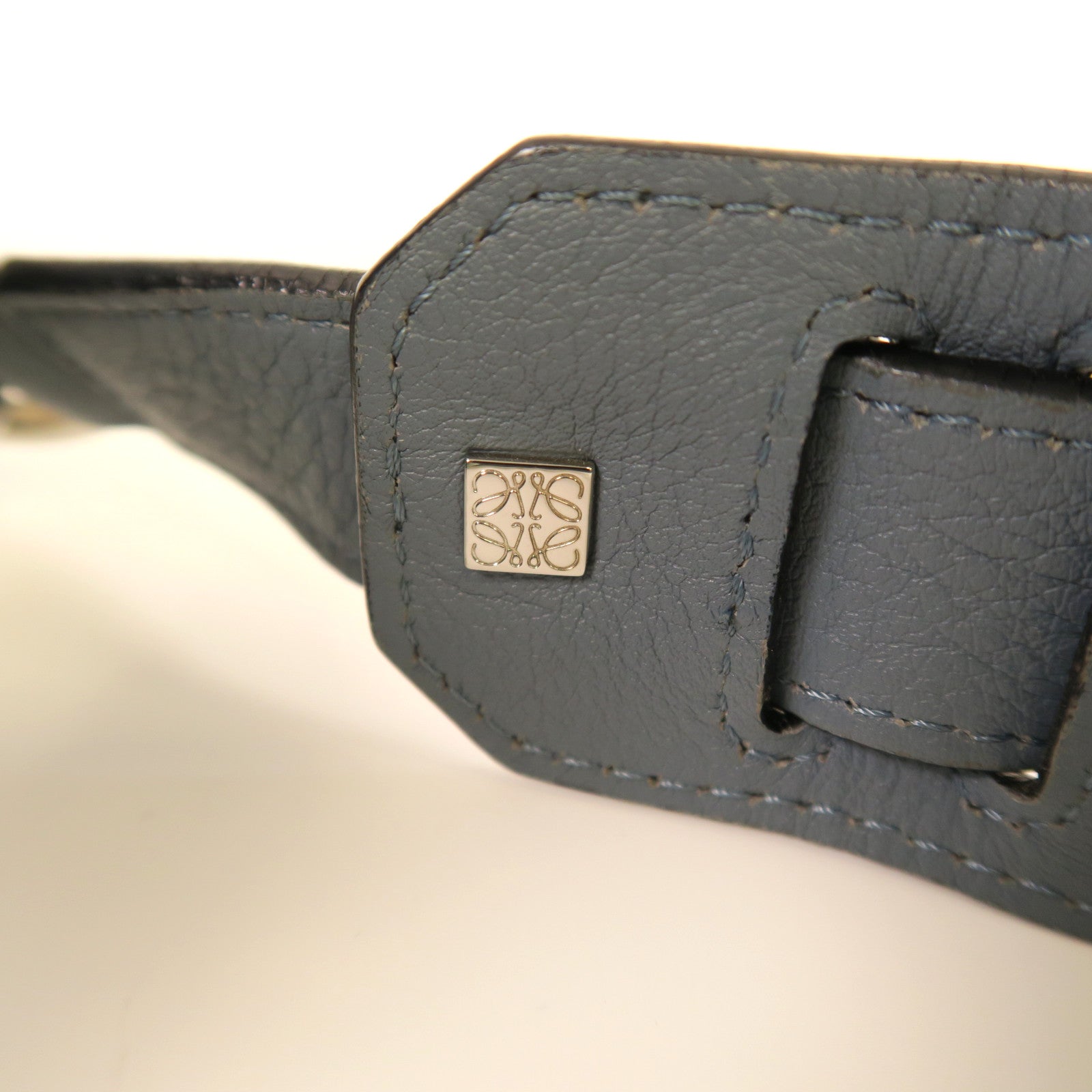 LOEWE 牛皮皮革Puzzle銀扣手挽肩背兩用袋藍色