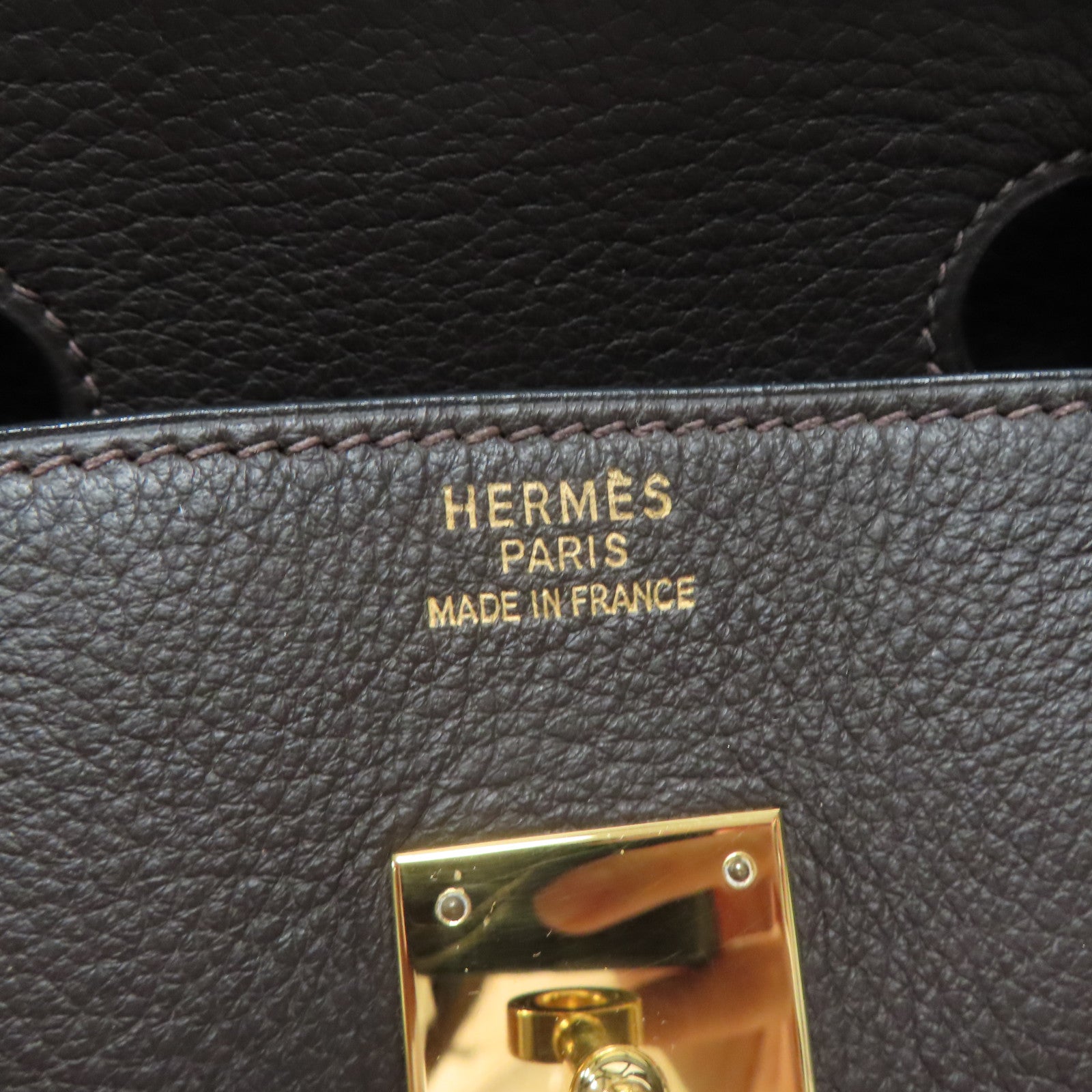 HERMES 皮革Birkin 35金扣手挽袋深啡色