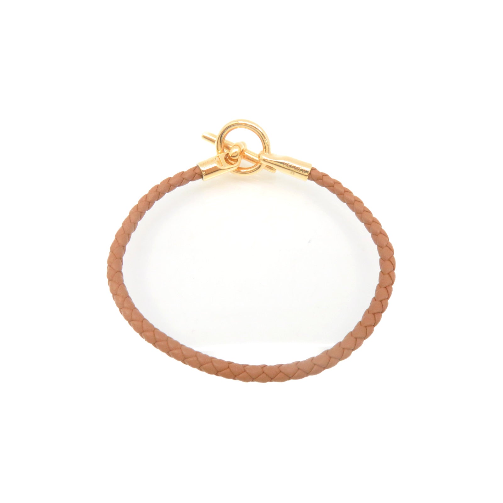 HERMES Swift Leather Glenan H Trio Bracelet Gold Buckle Bracelet Brown