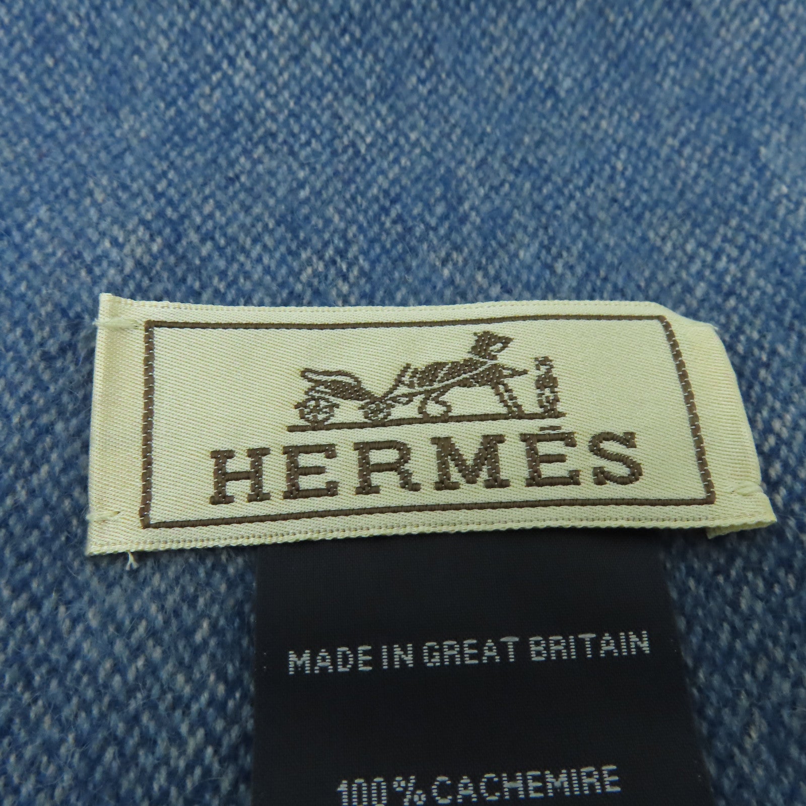 HERMES 羊絨Scarf絲巾黃色/藍色