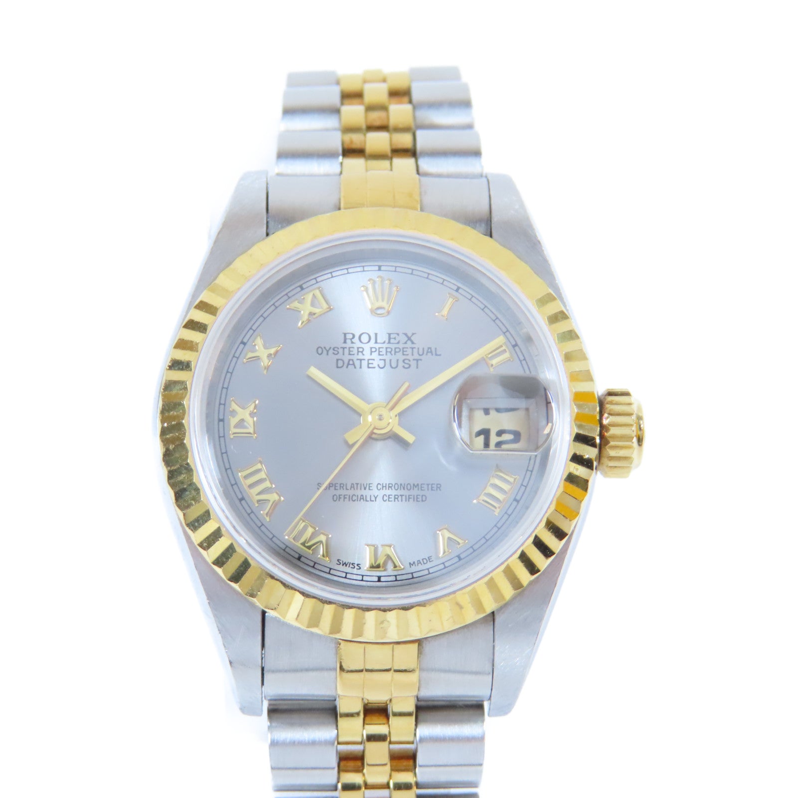 ROLEX 18K黃金/不鏽鋼Datejust手錶灰色#14cm