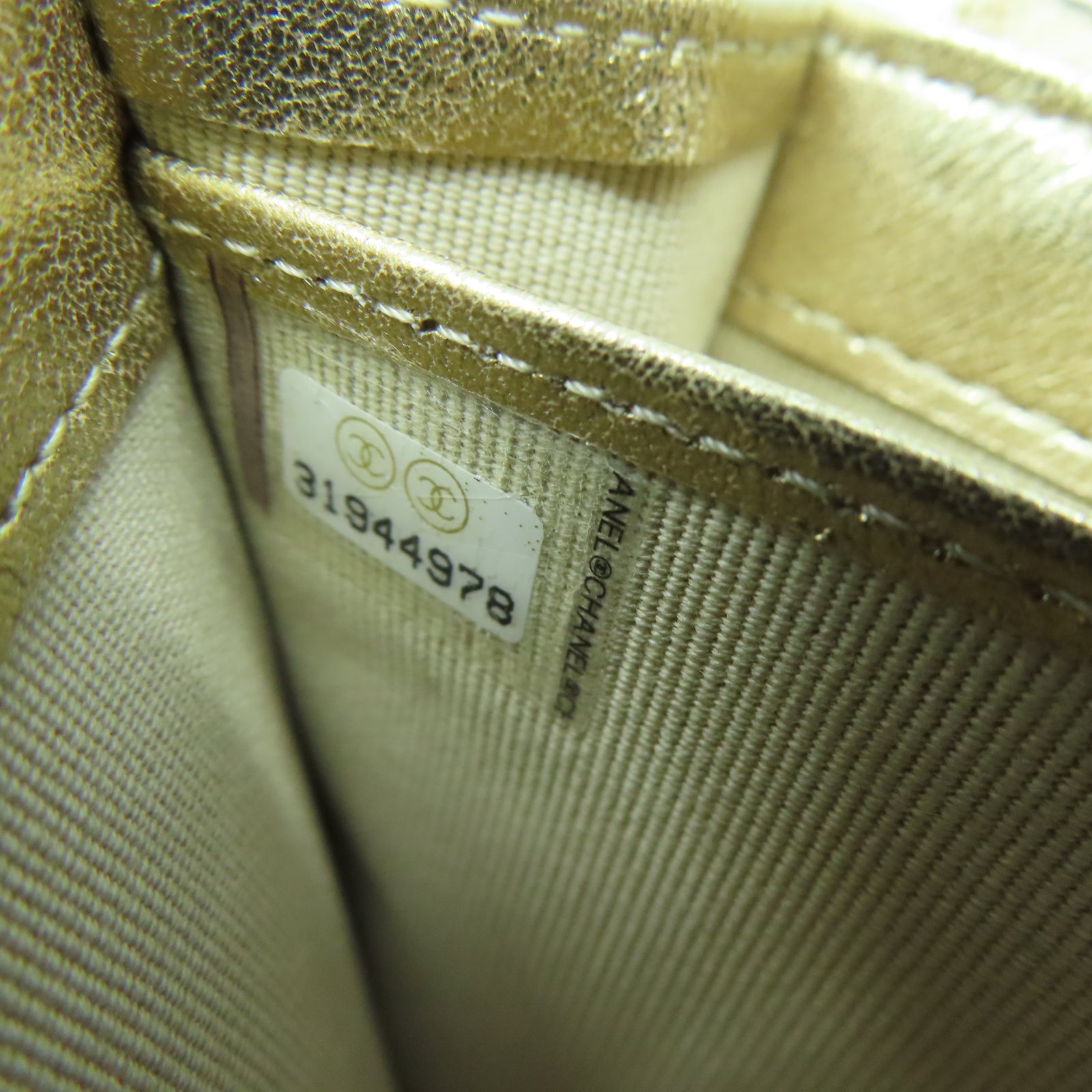 CHANEL 菱格羊皮皮革Long Wallet金扣長錢包金色
