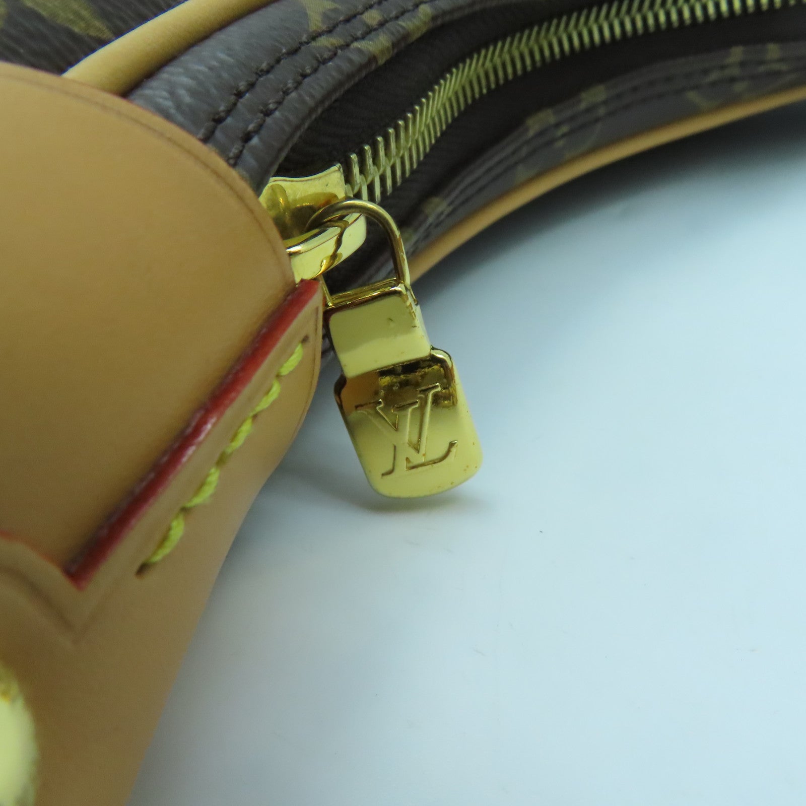 LOUIS VUITTON Monogram Loop Gold Buckle Hand Shoulder Bag Brown