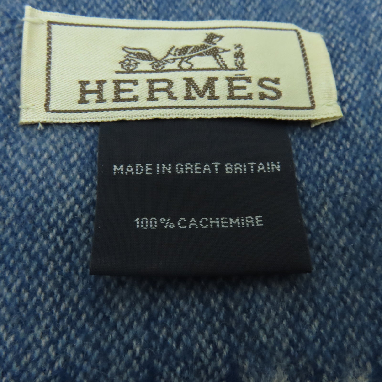 HERMES 羊絨Scarf絲巾黃色/藍色