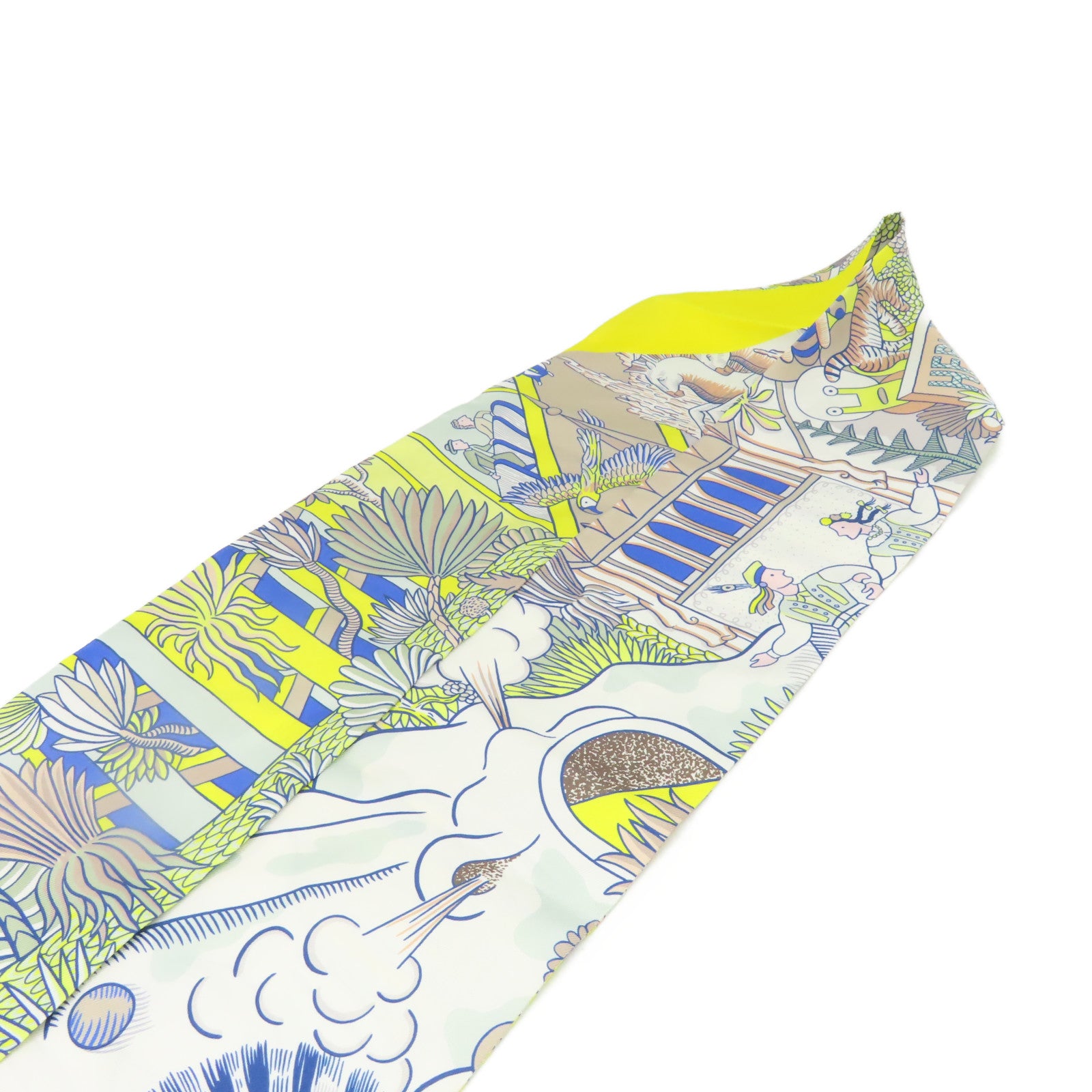 HERMES 【激減優惠】絲質Maxi Twilly Scarf絲巾黃色/彩色