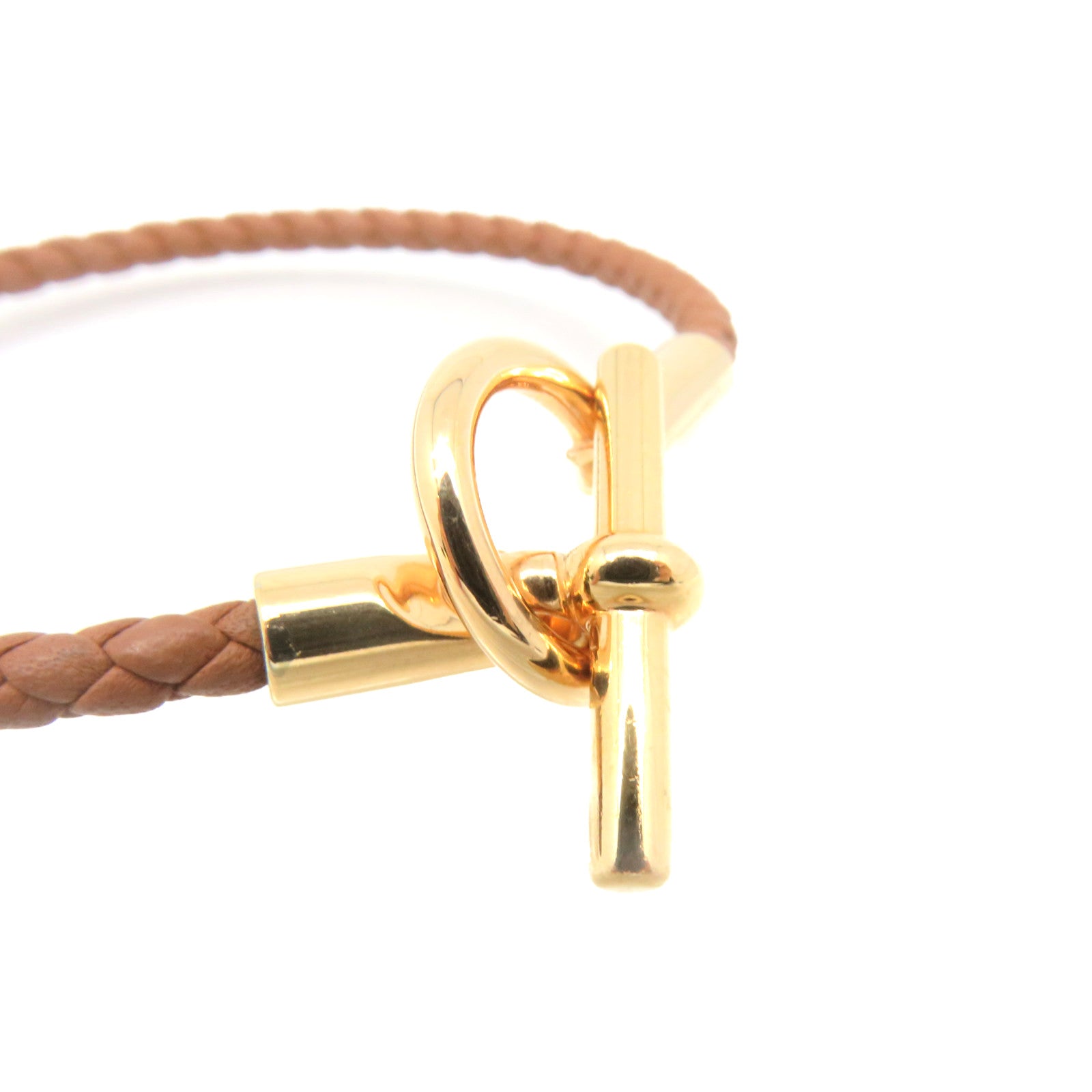 HERMES Swift Leather Glenan H Trio Bracelet Gold Buckle Bracelet Brown