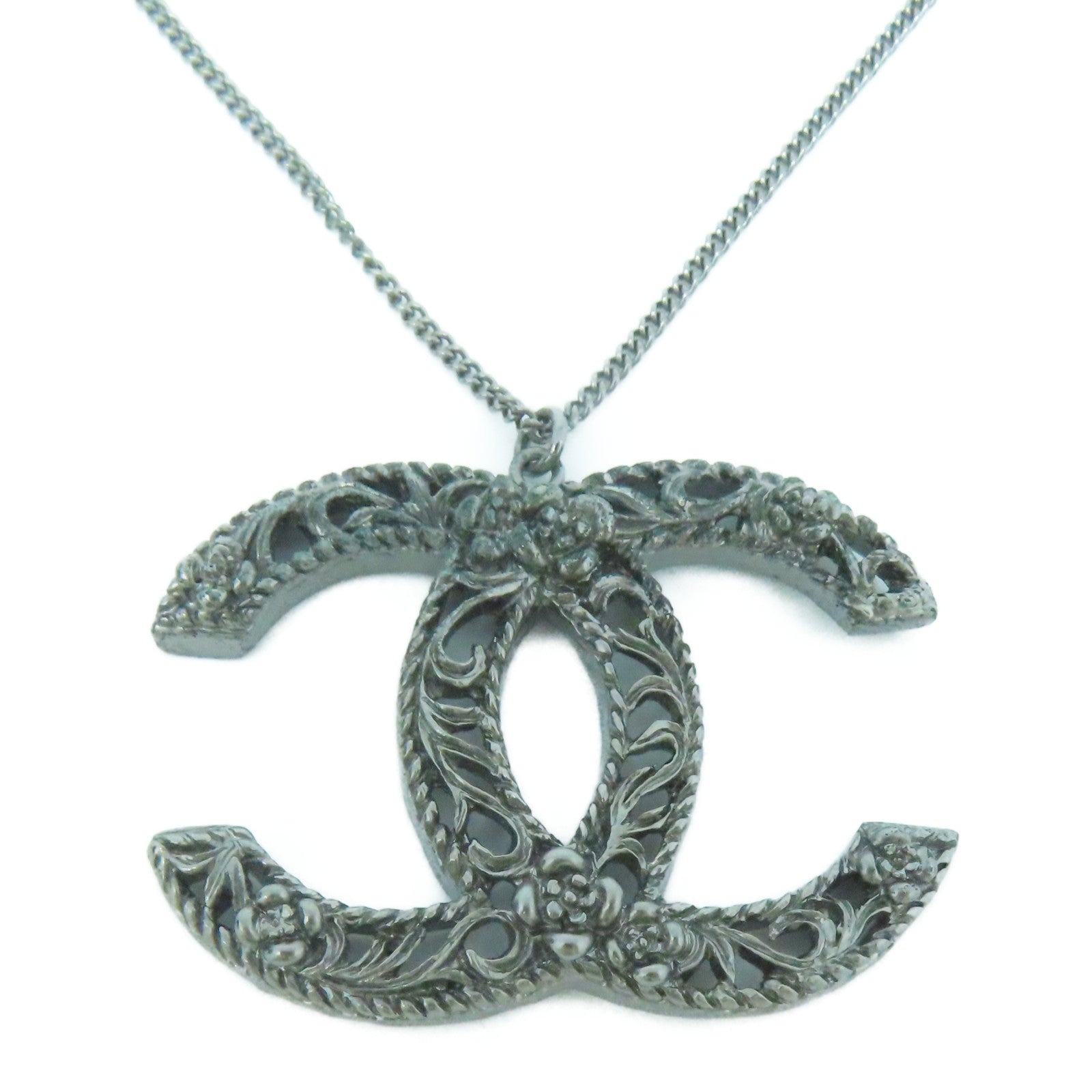 CHANEL 金属Necklace银扣项链银色