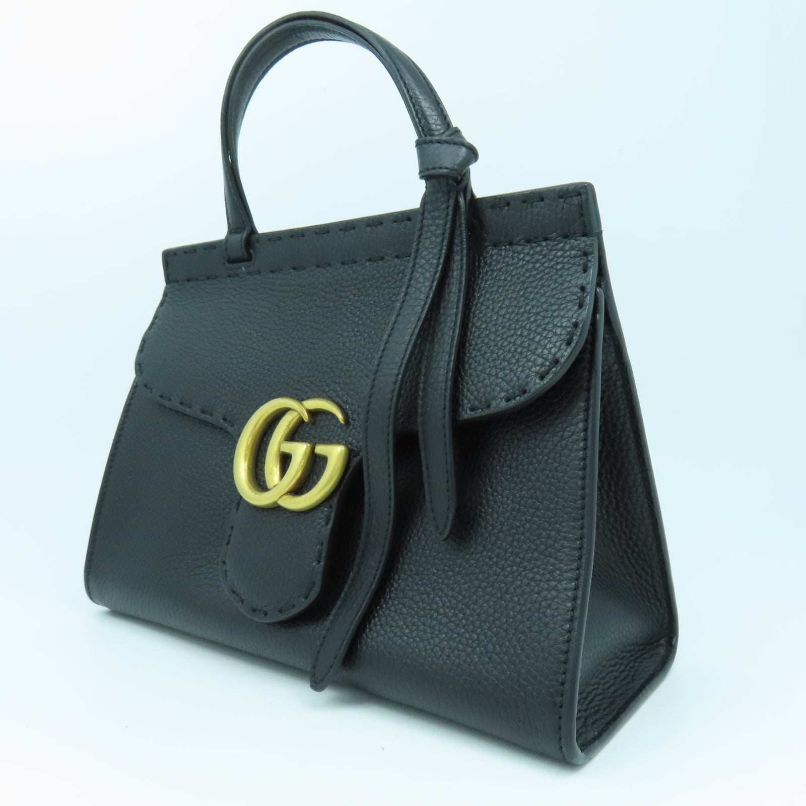 GUCCI 牛皮皮革2 Way Shoulder金扣手挽肩背兩用袋黑色